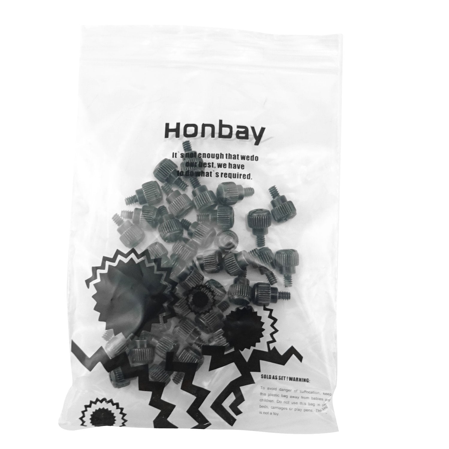 Honbay 50Pcs 6# 32X5 M3.5 Pc Computer Case Thumbscrews Thumb Screws Black Zinc (50)