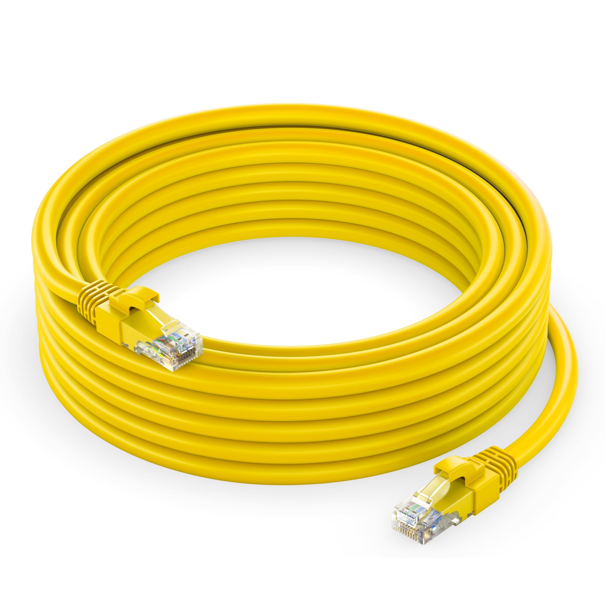 Maximm Cat 6 Ethernet Cable - 15 ft High-Speed LAN, Internet, Patch & Network Cable - UTP, 10Gbps, 550MHz Ethernet Cord - Yellow