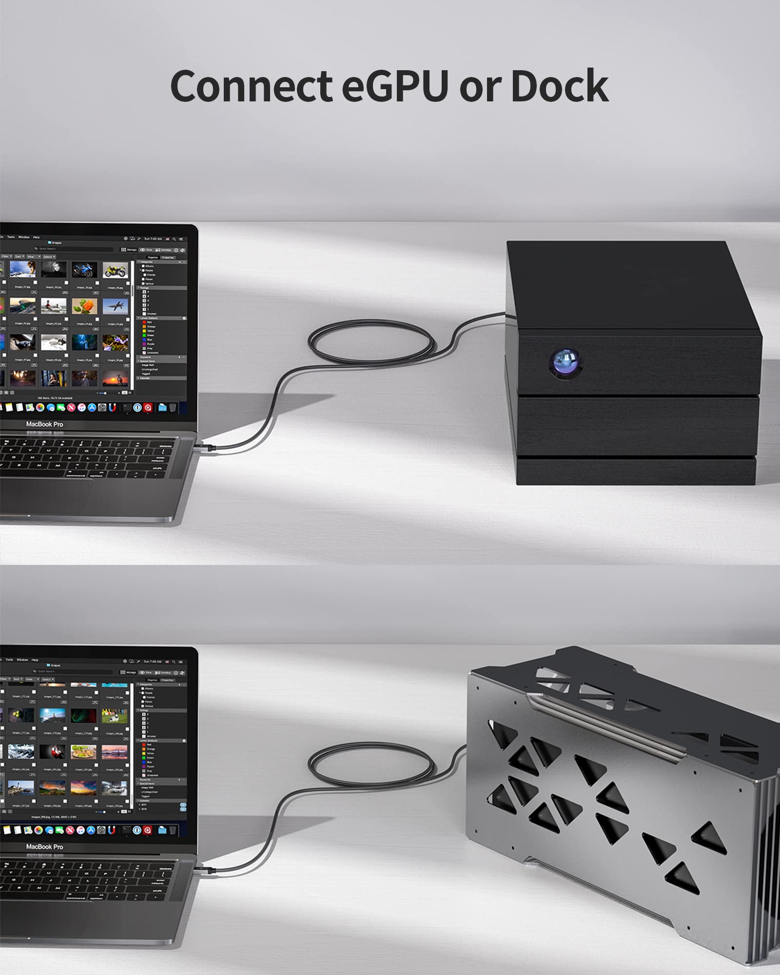 Silkland Usb4 Cable For Thunderbolt 4 Cable 40Gbps 1Ft, 240W, 8K@60Hz, Short Thunderbolt Cable 0.3M, Usb C Data Cable Compatible With Thunderbolt 4/3, Ssd, Hub, Dock, Iphone 16, Macbook, Egpu,Monitor