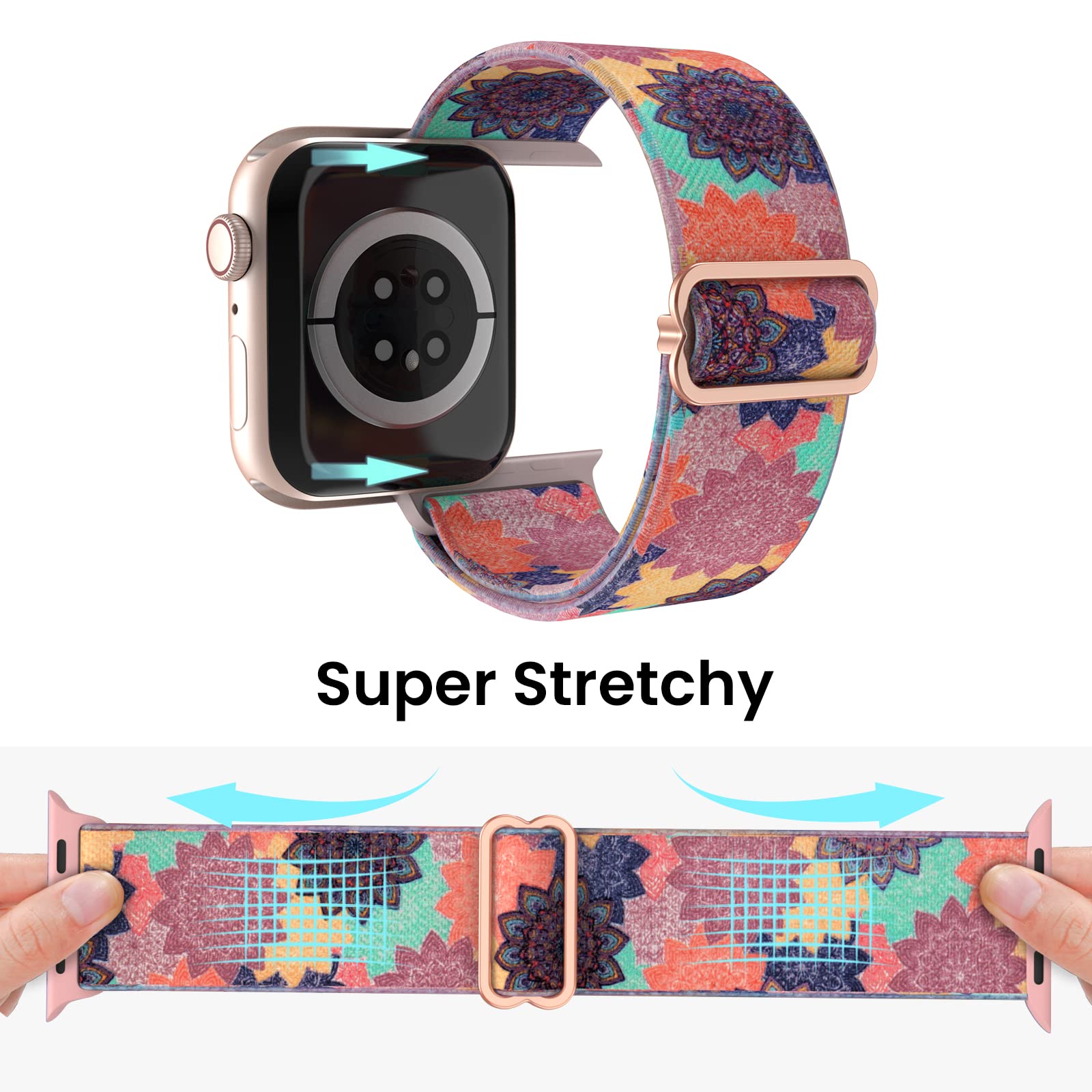 Delidigi Stretchy Bands Compatible With Apple Watch Band 38Mm 40Mm 41Mm 42Mm 44Mm 45Mm 49Mm For Women Men, Nylon Adjustable Stra