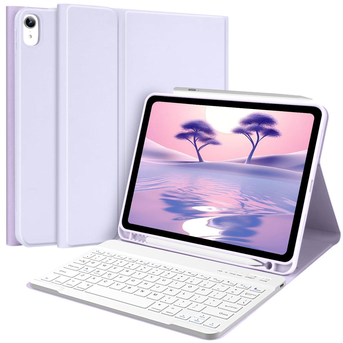 Tqq For Ipad Air 11 Inch (M2) 2024/ Ipad Air 5Th/4Th Generation Case With Keyboard   Rechargeable Bluetooth Keyboard, Pencil Hol