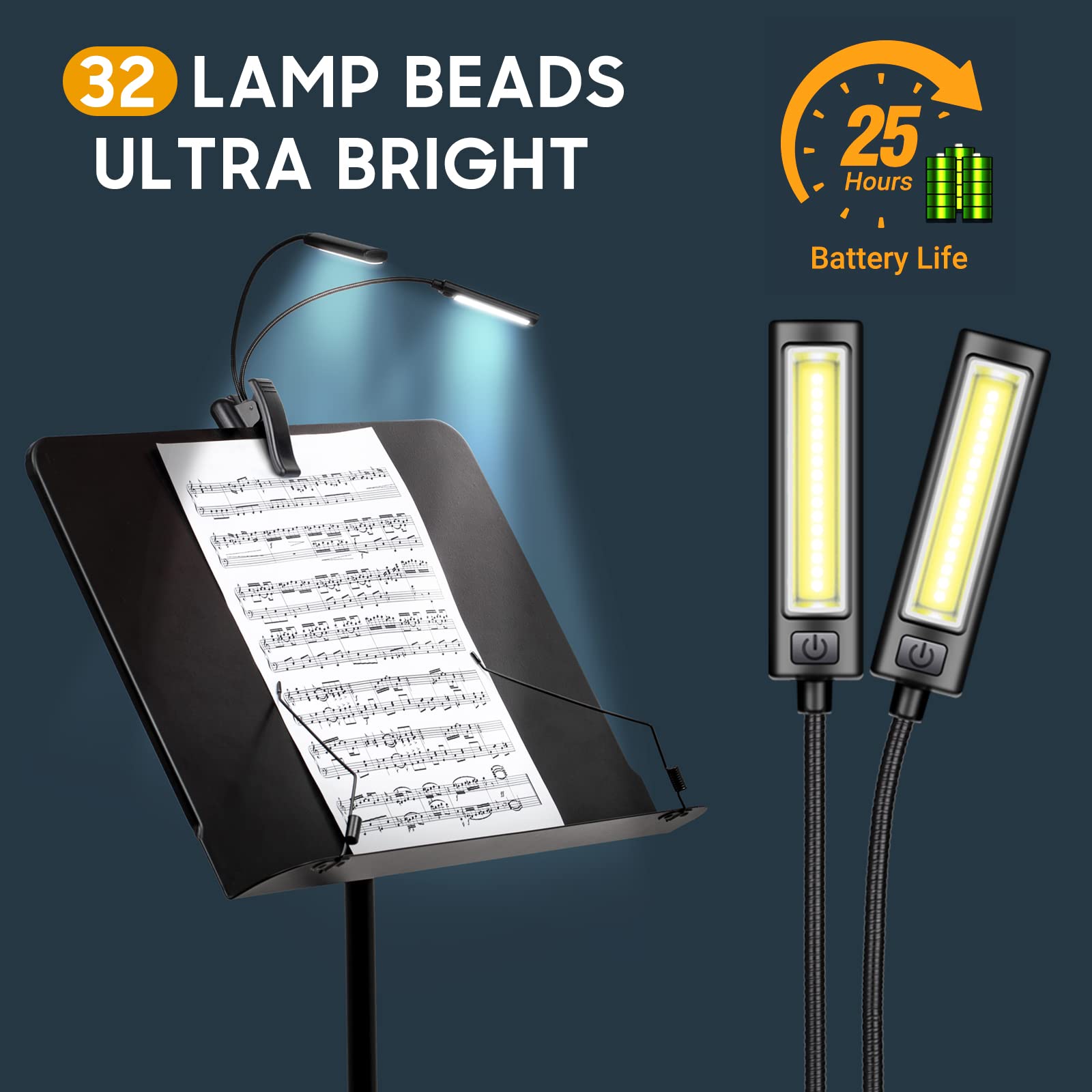 Cahaya 6 In 1 Sheet Music Stand With Stand Light Desktop Book Stand With Carrying Bag, Sheet Music Folder & Clip Metal Portable