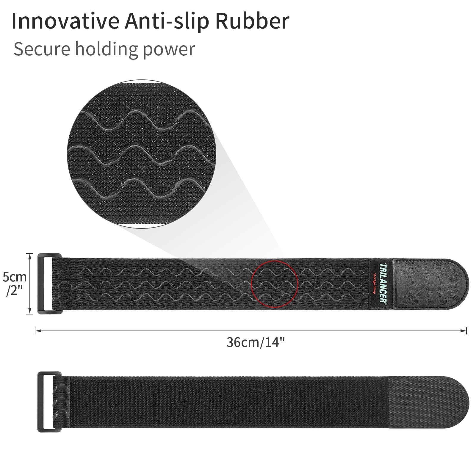 Trilancer Elastic Cinch Straps With Anti Slip Strips, 14 ''X 2'' (6 Pack) Multipurpose Hook And Loop Bundling Straps For Hose, C