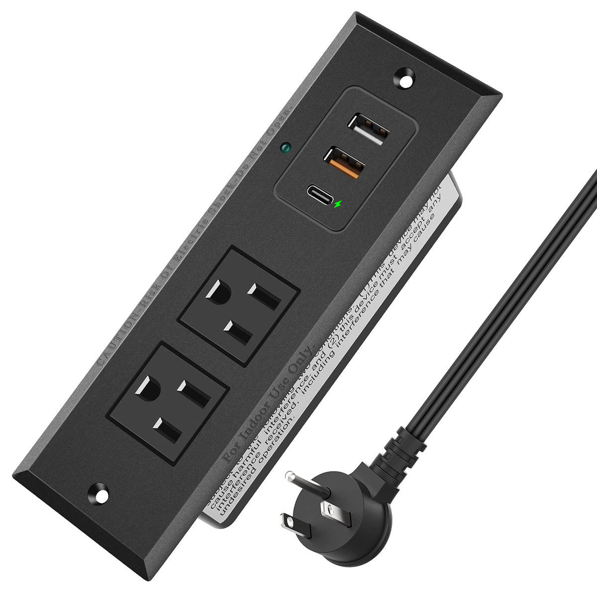 Recessed Power Strip, Pd 20W Usb C Fast Charging Power Outlet, Plug In 2Ac Outlets & 2 Usb-A Ports &1 Usb-C Port, Connect Flat P