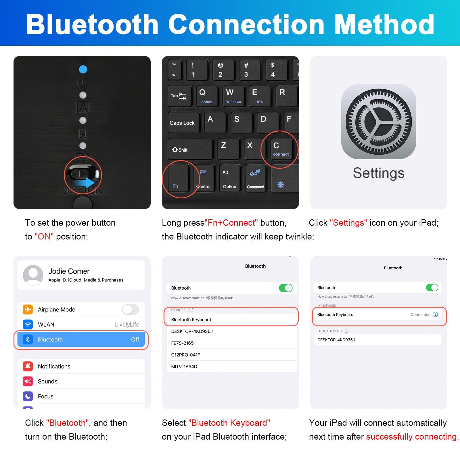 Soppy Keyboard Case With Touchpad For Ipad, Bluetooth Keyboard For Ipad 9Th /8Th /7Th Generation 10.2 Inch, Ipad Air 3, Ipad Pro