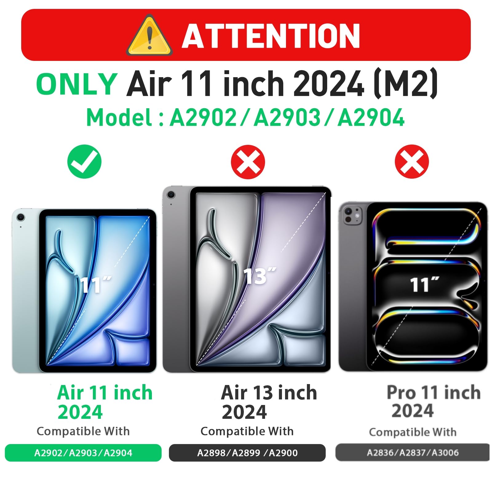 Hxcaseac Case For Ipad Air 11 Inch 2024 (M2), Shockproof Design With Pencil Holder/Screen Protector/Rotating Hand Strap, Protect