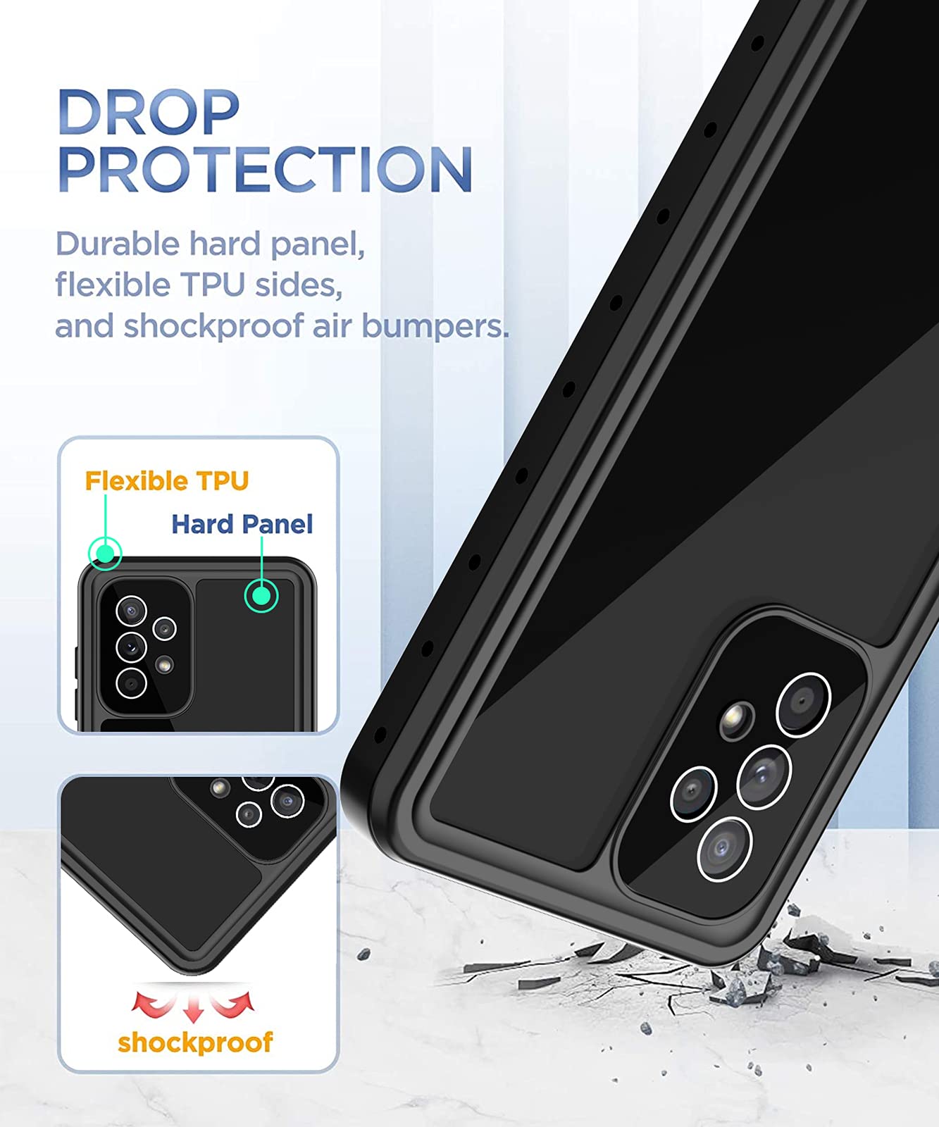 Oterkin For Samsung Galaxy A52 Case, A52 Waterproof Case Built In Screen Protector Dustproof Shockproof Ip68 Underwater Full Bod