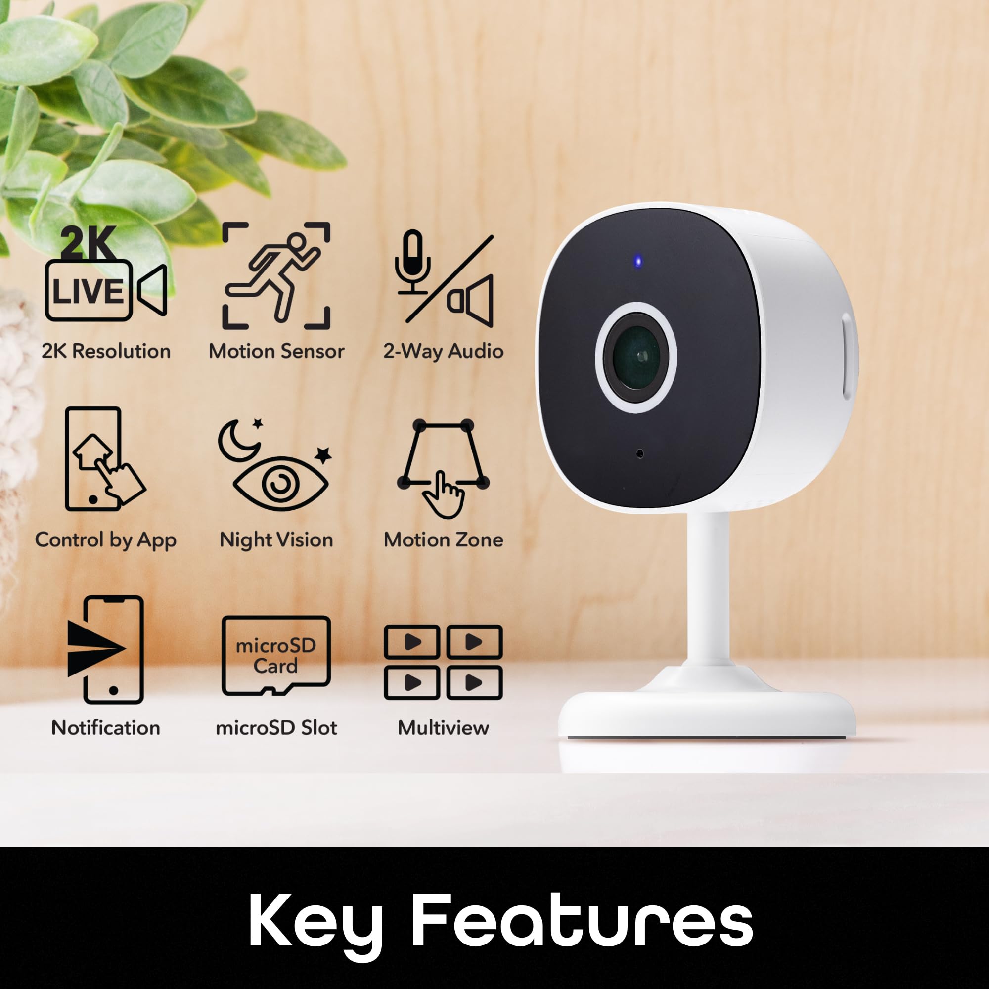 Geeni Insight Smart Security Camera For Home   2K Quad Hd, Wi Fi, Motion Detection, Night Vision, Two Way Audio   Baby Monitor,