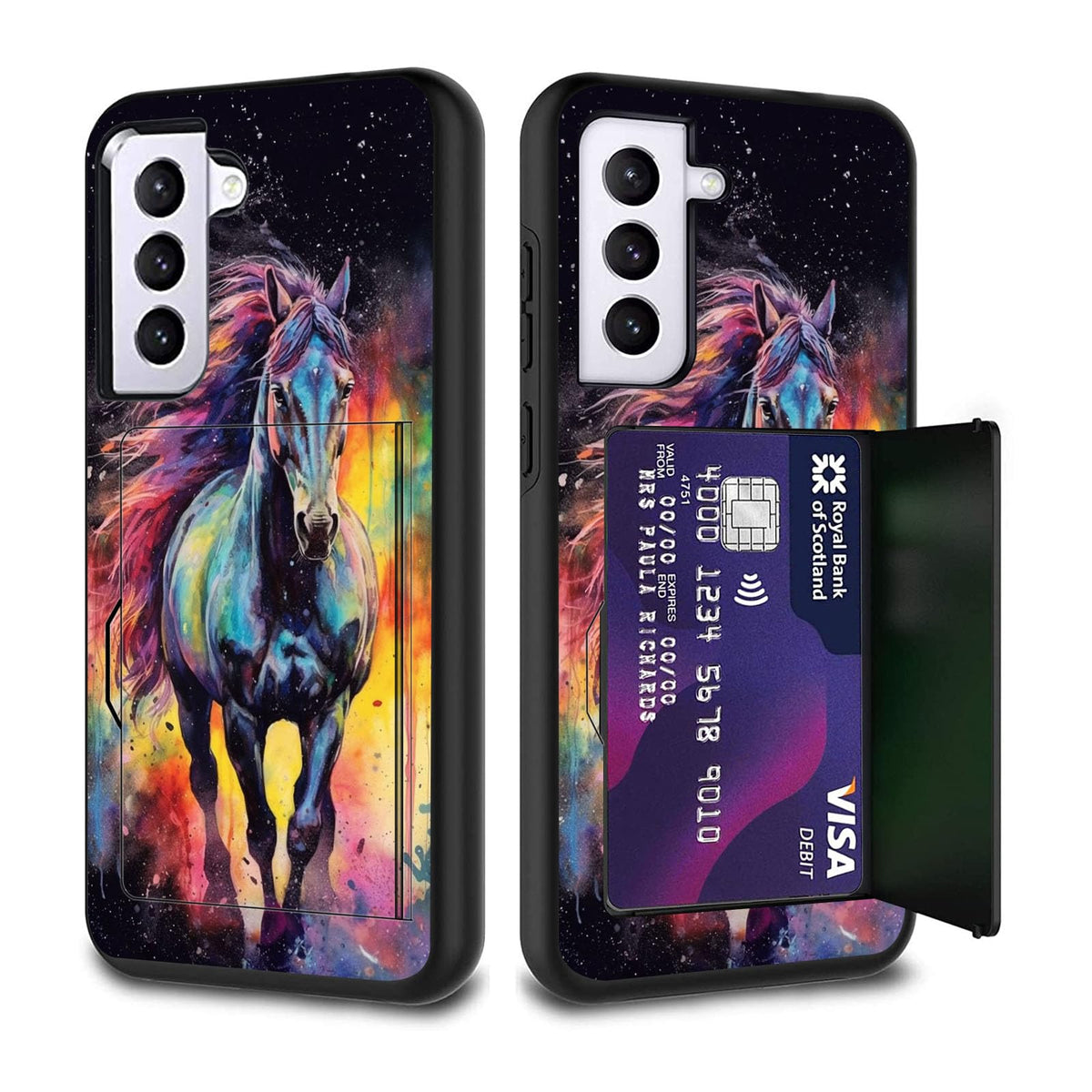 Fgdrfgrw Designed For Galaxy S24 5G Card Holder Credit Card Wallets Case,Dual Layer Hybrid Shockproof Drop Protection With Kicks