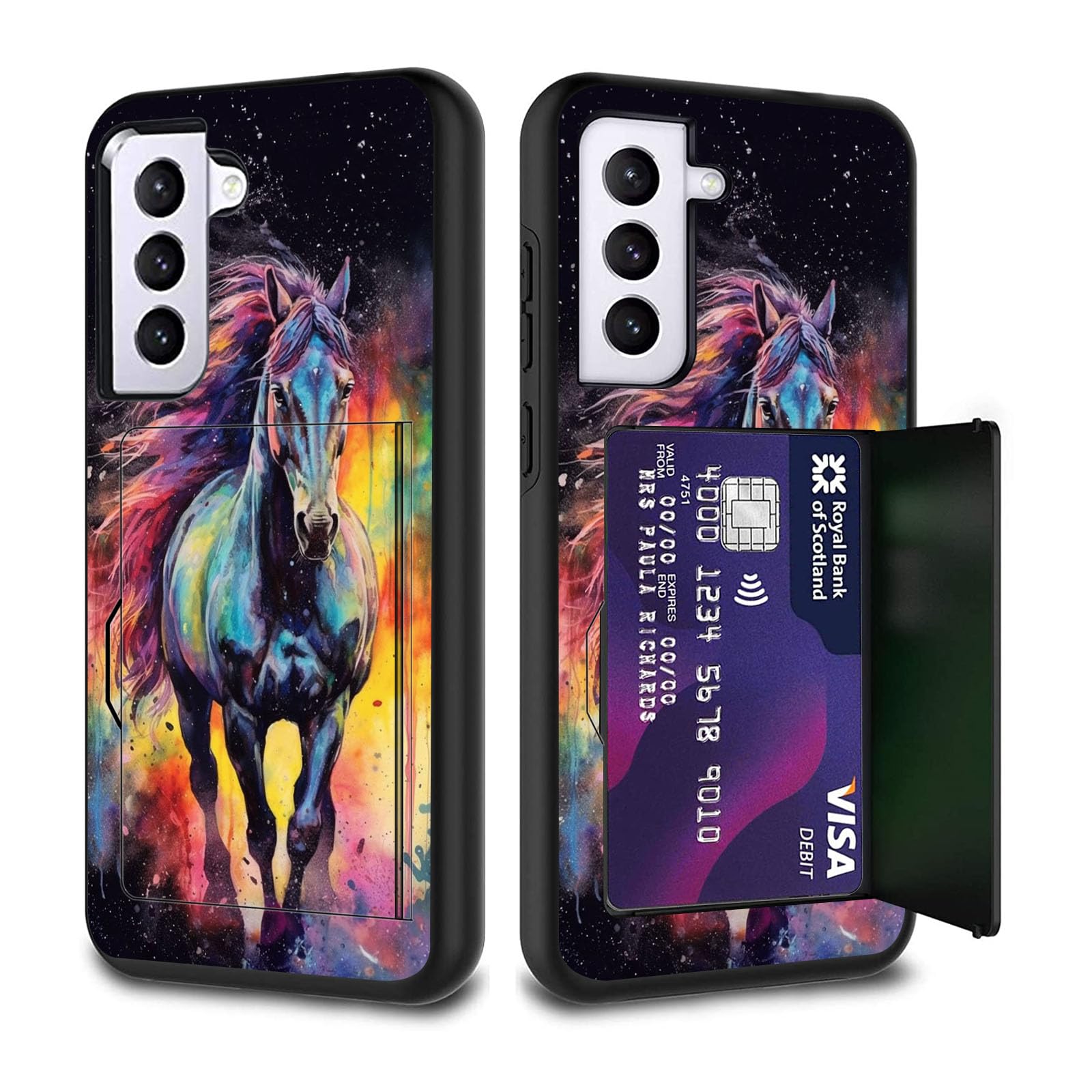 Fgdrfgrw Designed For Galaxy S24 Plus Card Holder Credit Card Wallets Case,Dual Layer Hybrid Shockproof Drop Protection With Kic