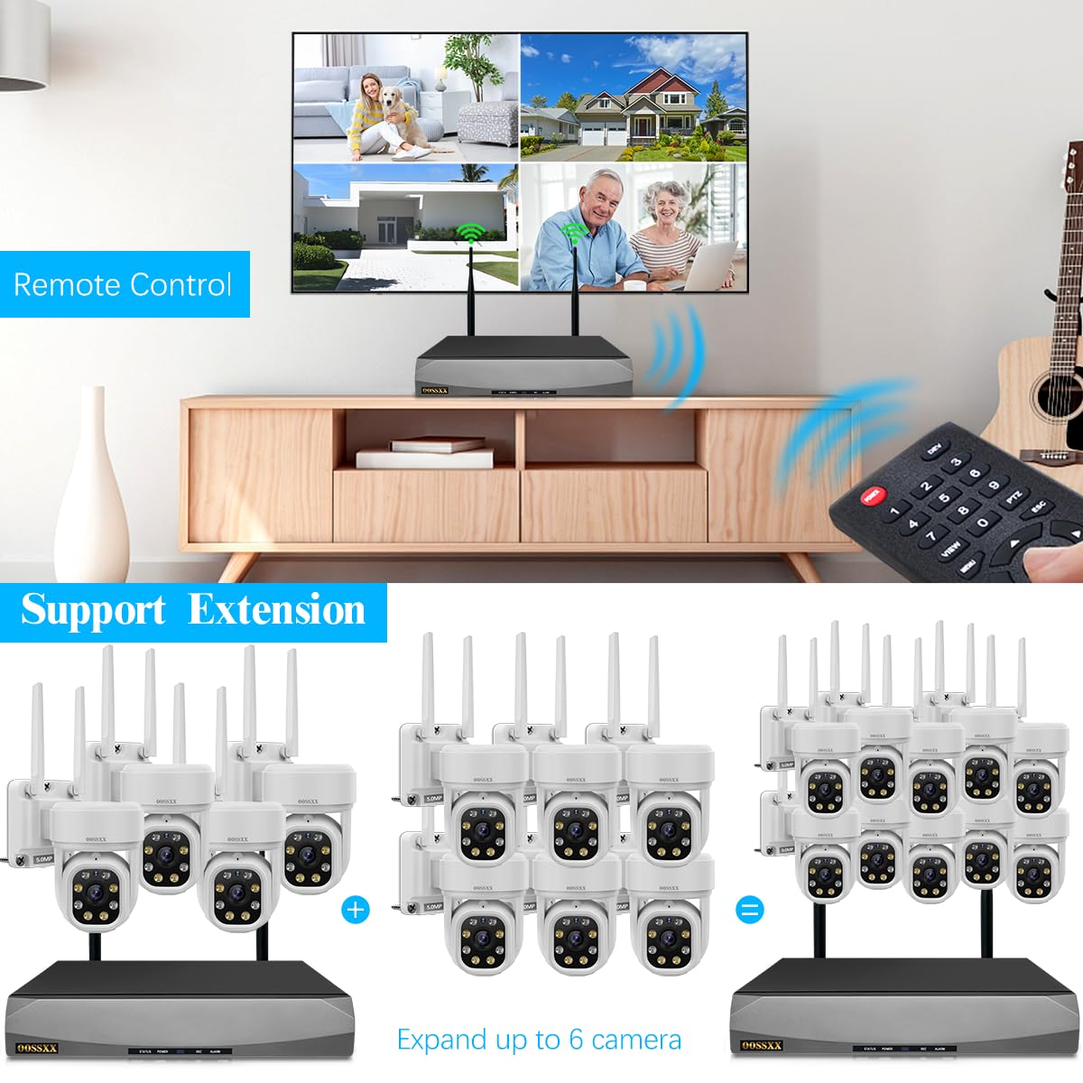 (Auto Tracking & 2 Way Audio) Wifi Ptz Outdoor Security Camera System Pan 5Mp Wireless Cameras System 10 Channel Nvr Video Surveillance Dvr Set