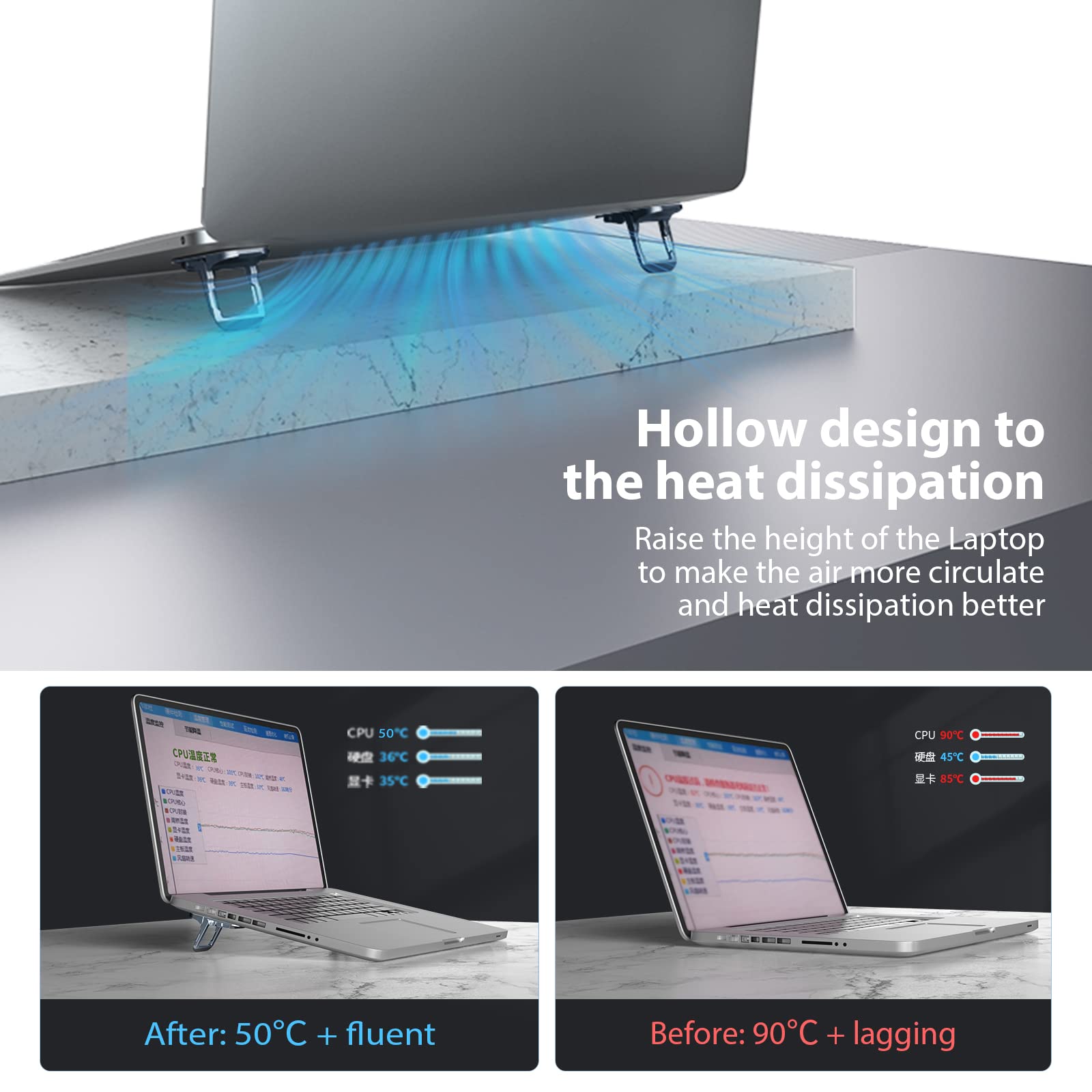 Nillkin Adjustable Laptop Stand, Ergonomic Design, Foldable, Suitable For Macbook Pro/Air, Lenovo, Dell, Hp, Asus Laptops, Gray