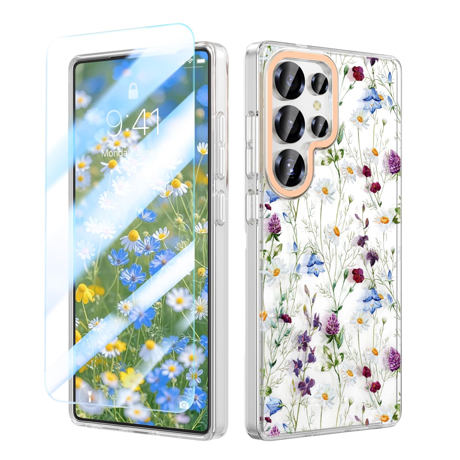 MILPROX for Samsung Galaxy S26 Ultra Case 6.9 inch - Slim Fit Floral Cover, Elegant Feminine Daisy Flowers Design for Samsung S2