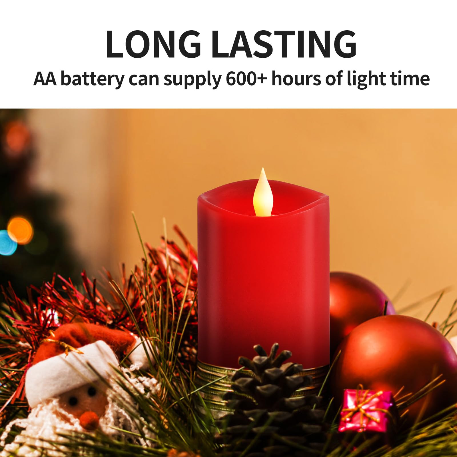 Asldoiweh 3X4'' Red Flickering Flameless Candles