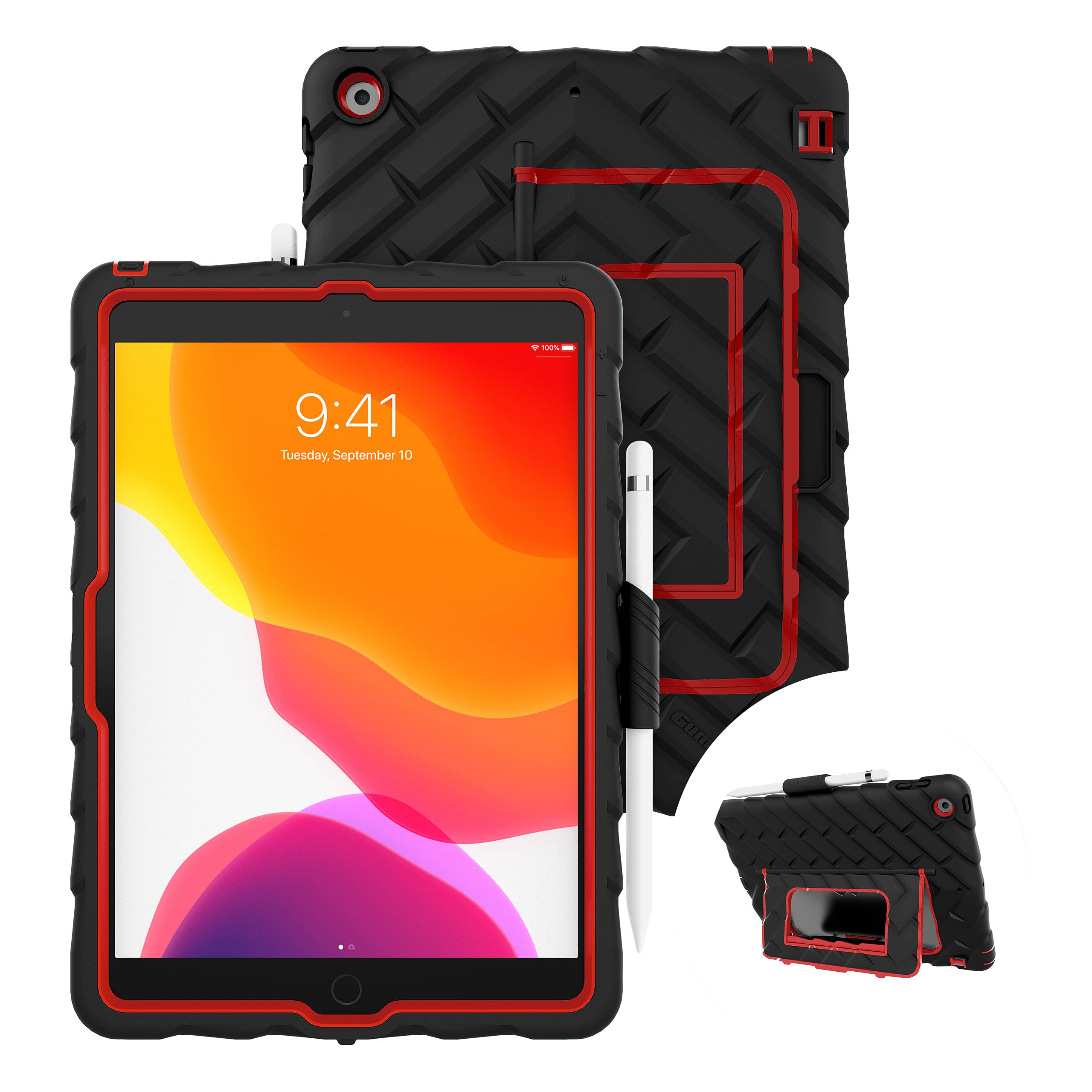 Gumdrop Hideaway Case Fits Apple Ipad 9Th | 8Th | 7Th Gen (10.2 Inch) Designed For K 12 Students Teachers And Classrooms� Drop Tested Rugged Shockproof Bumpers For Reliable Device Protection�Black/Red