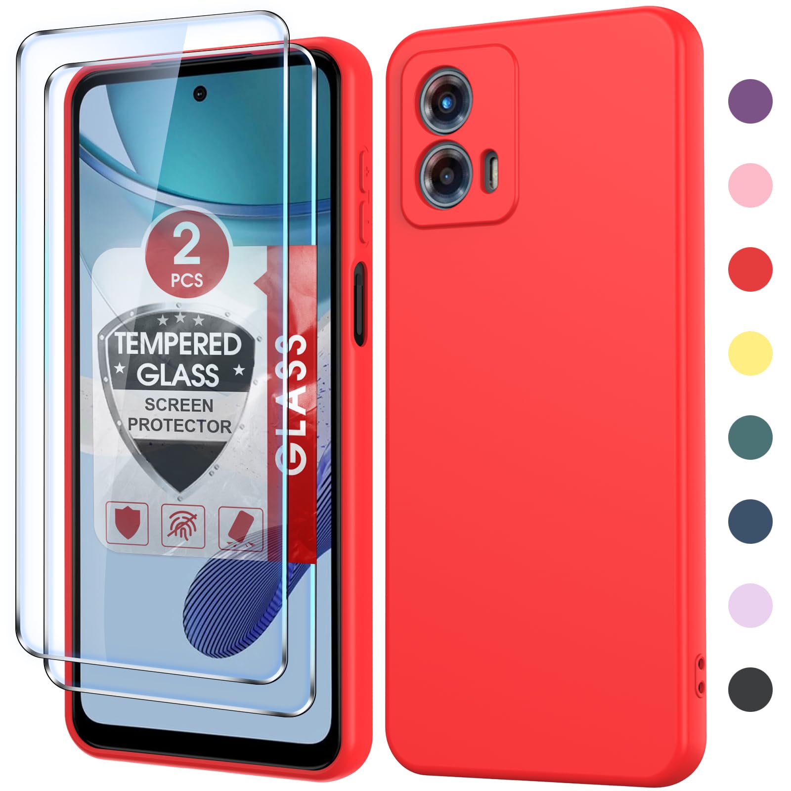 Leyi Compatible Moto G Power Case 2021, G Power Case With [2 Pack] Tempered Glass Screen Protector & Camera Lens Protector, Soft