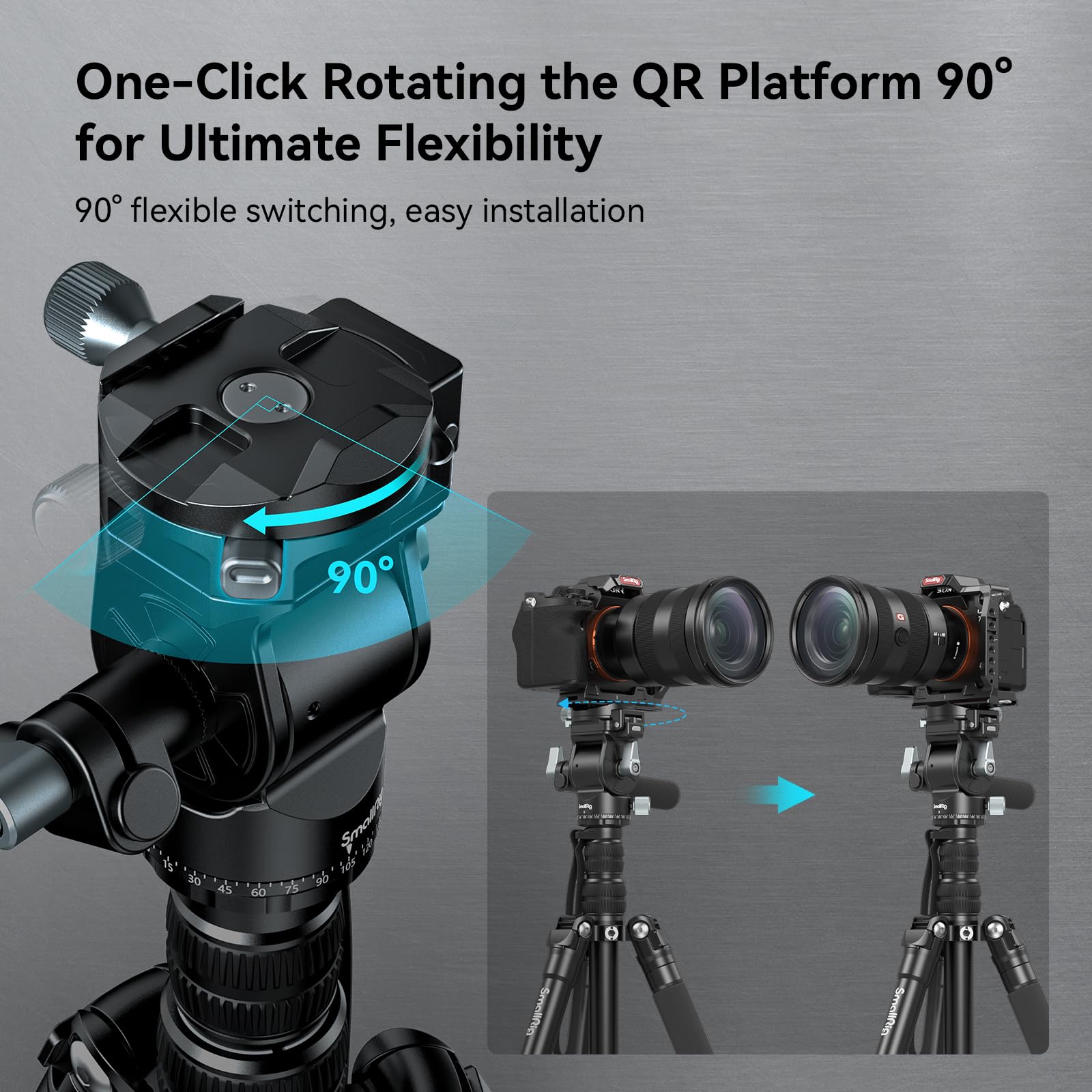 Smallrig Ct195 Video Tripod Kit, 73 Camera Tripod With Pan Tilt Fluid Head For Vertical/Horizontal Shooting, Max Load 15Kg / 33I