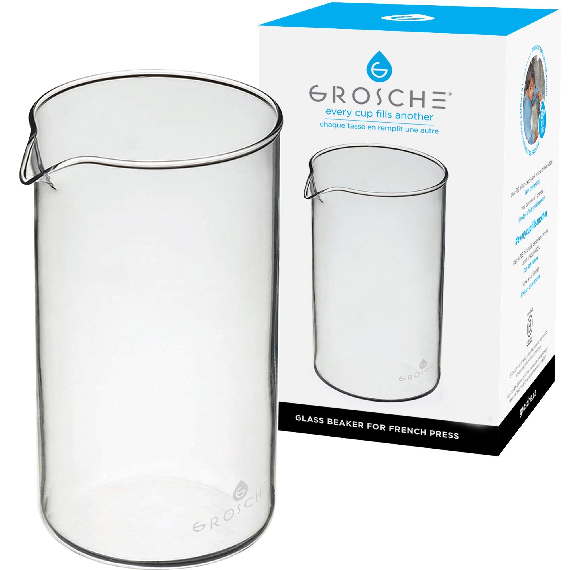 Grosche Borosilicate 3.3 Glass Universal Replacement Beaker For French Press Coffee And Tea Makers   Enhanced Coffee And Tea Bre