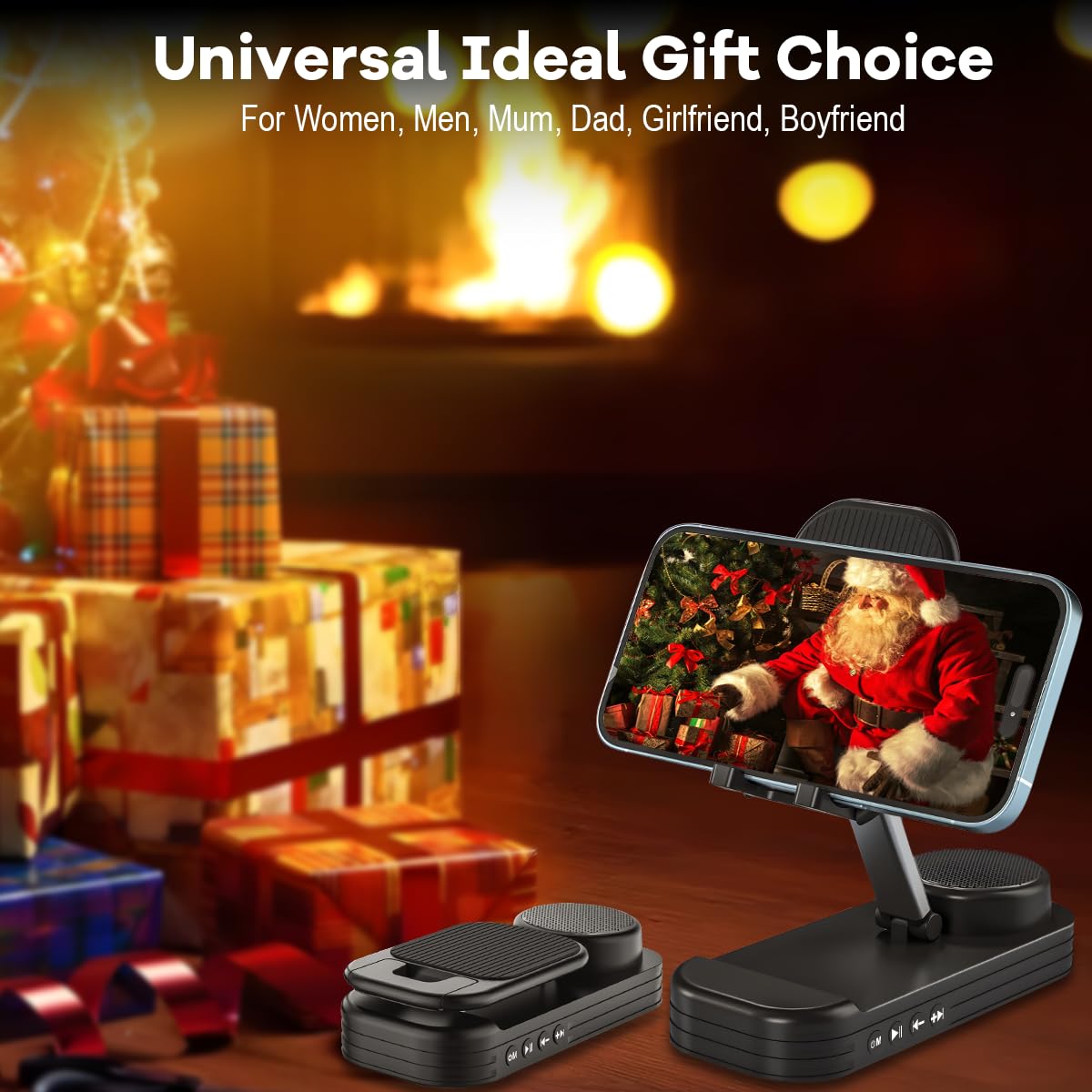 Christmas Tech Gift For Men, Cell Phone Stand With Wireless Bluetooth Speaker, Thanksgiving Present For Him Dad Who Wants Nothing, Desktop Cool Gadget Unique Idea Gift For Mom Wife Her