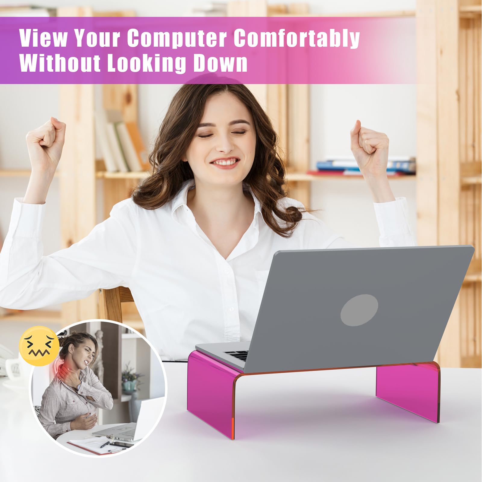 Nihome Iridescent Acrylic Computer Monitor Stand, Acrylic Laptop/Pc/Desktop Stand Riser For Desk, Durable, Ergonomic Design, Spa
