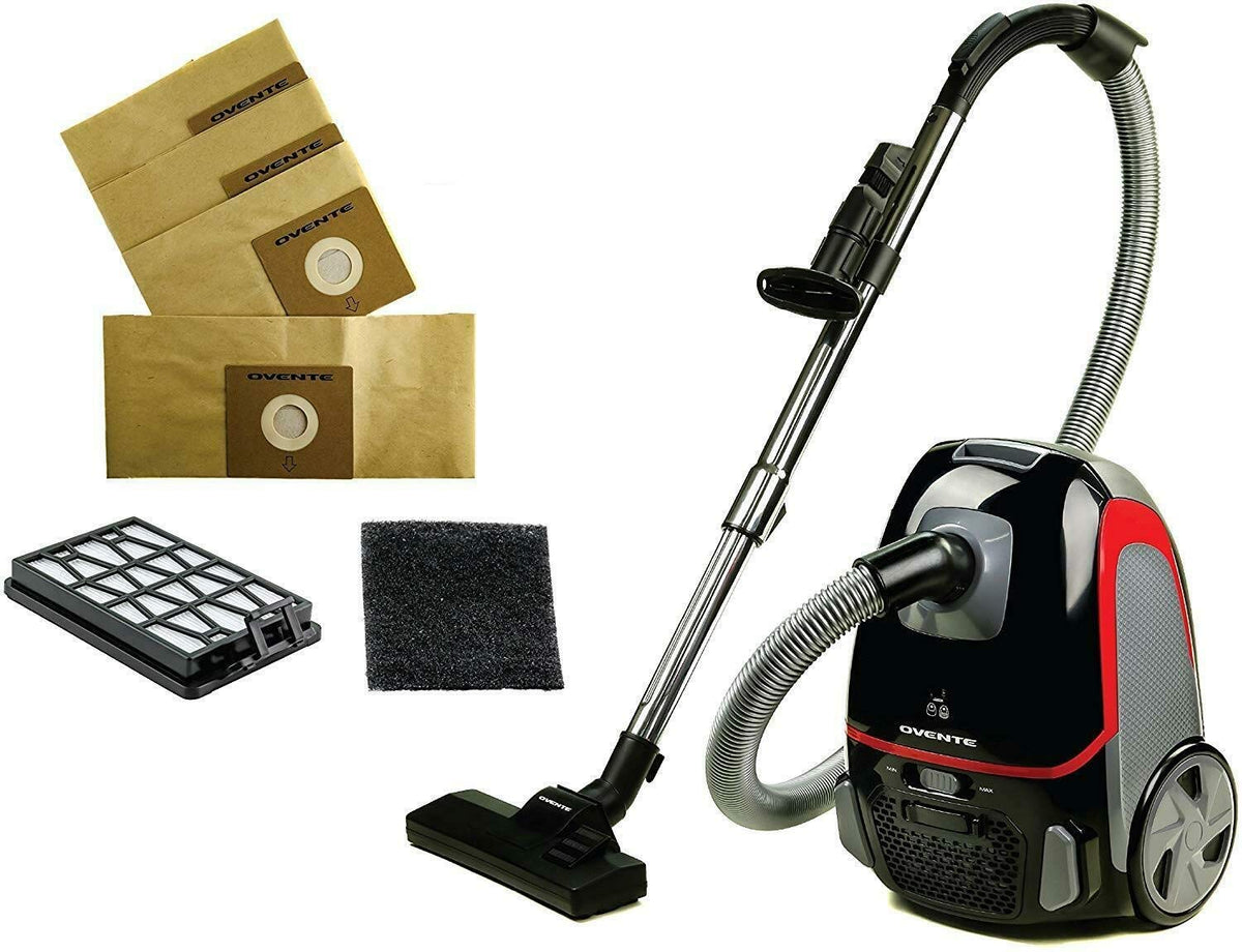 Ovente Electric Vacuum Cleaner With Speed Control Suction, Telescoping Wand & Automatic Cord Rewind, Lightweight Cleaning Machin