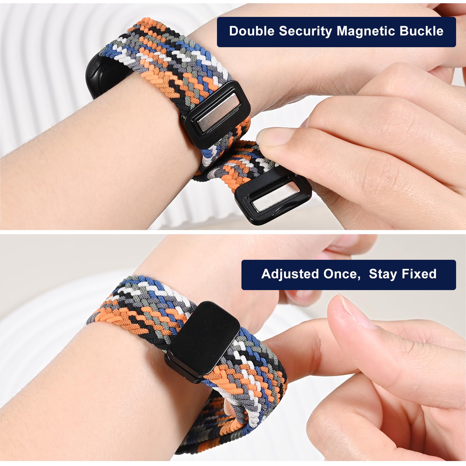 Omecky Magnetic Braided Solo Loop Band Compatible With Apple Watch Series 9 8 7 6 5 4 3 38Mm 40Mm 41Mm For Women Men, Stretchy N