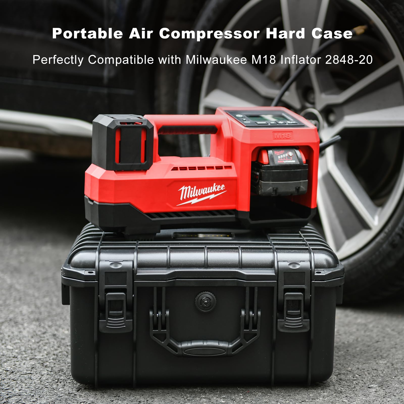 Air Compressor Waterproof Hard Case Compatible With Milwaukee M18 Inflator 2848 20, Air Pump Carrying Bag For Milwaukee Tools, S