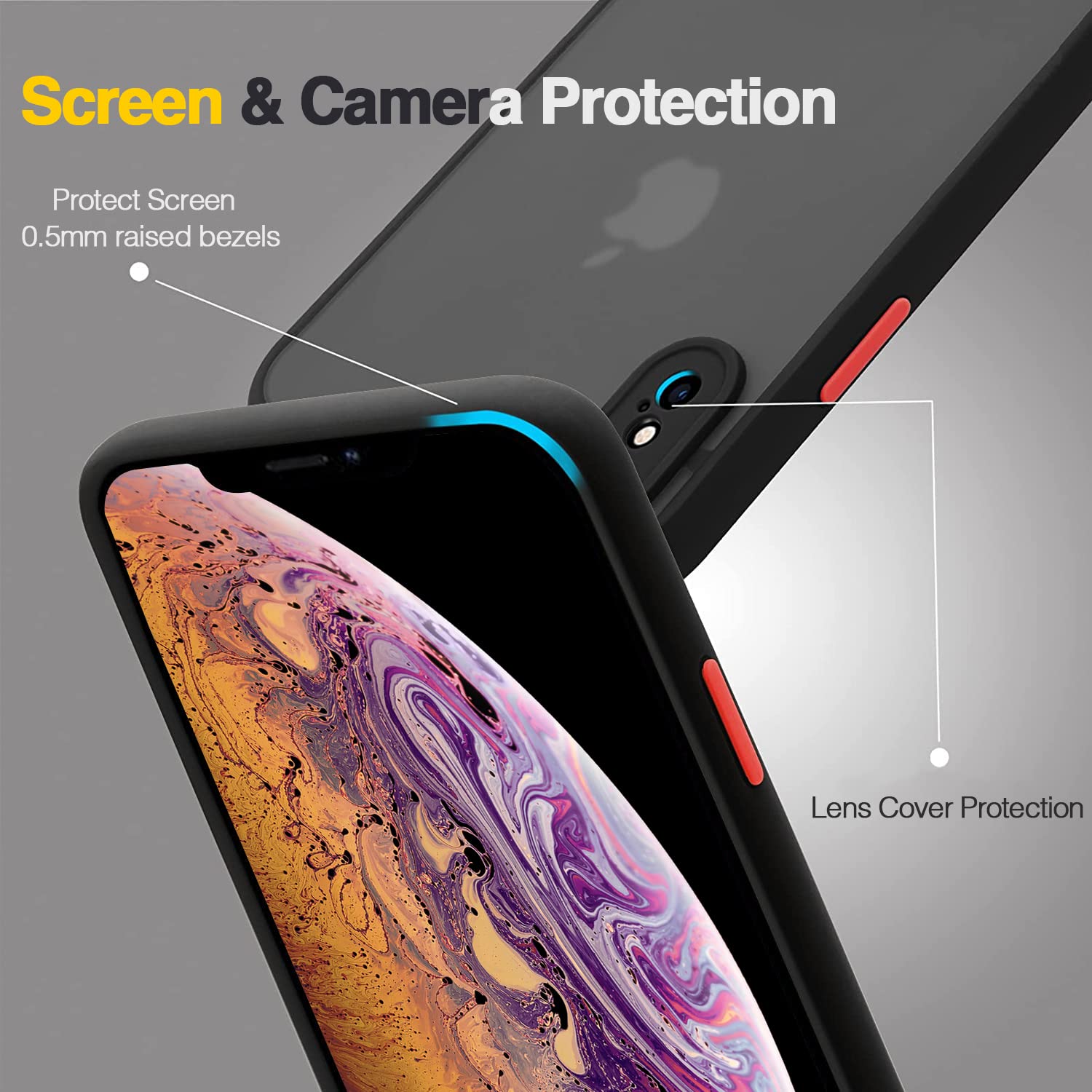 Kiomy Iphone X Case/Iphone Xs Case With 2 Hd Tempered Glass Screen Protectors, Translucent Matte Protection Cover With Soft Edge