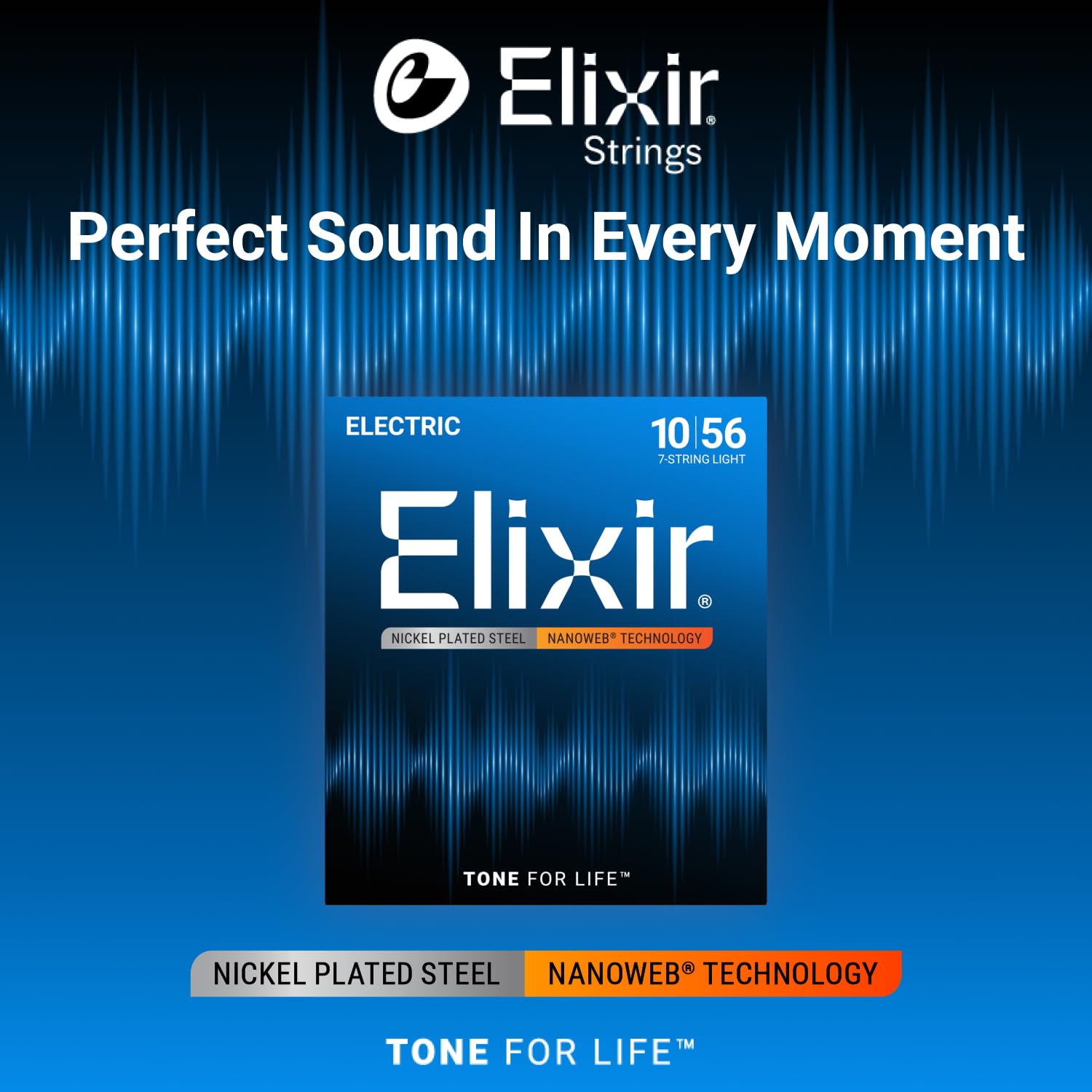 Elixir Strings   Nickel Plated Steel Electric Guitar Strings With Nanoweb Coating   Elixir Electric Guitar Strings   7 String Li