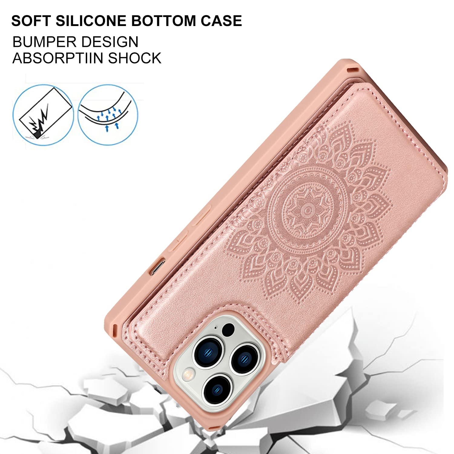 Cavor For Iphone 13 Pro Case With Card Holder,Iphone 13 Pro Wallet Case For Women Men,Phone Case Iphone 13 Pro Case With Stand &