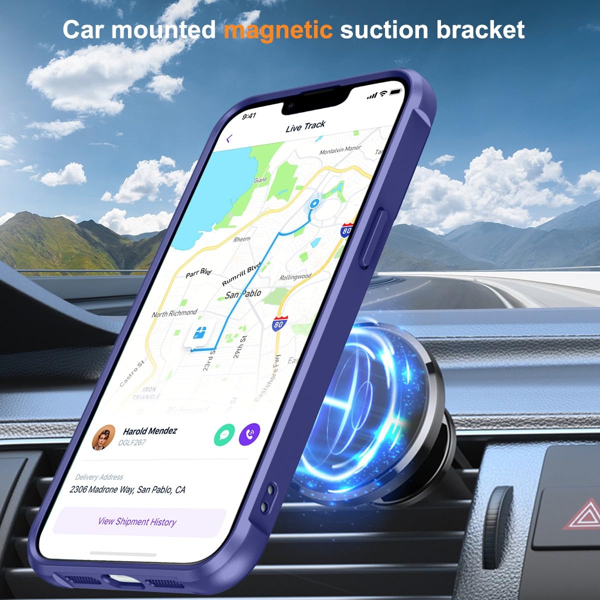 Chaofeng Magnetic Compatible With Iphone 13 Pro Case With Stand [Military Grade Drop Tested][Compatible With Magnet] Ring Transl