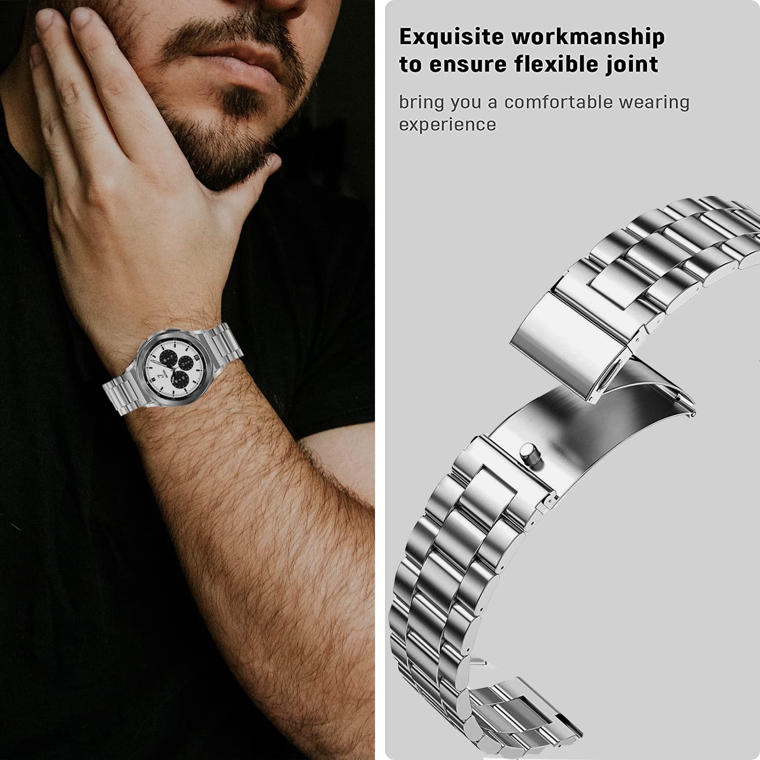 Olytop Galaxy Watch 4/6 Classic 47/46/43/42Mm & Watch 4/5/6 Bands 44Mm 40Mm, Galaxy Watch 5 Bands Pro 45Mm, 20Mm Metal Stainless