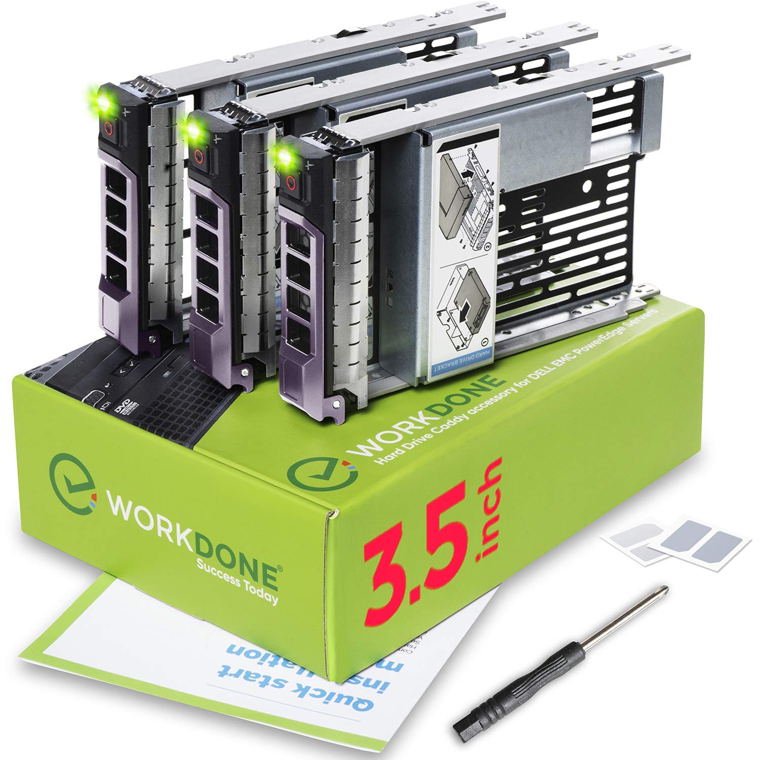 Workdone 3 Pack   3.5 Inch Hard Drive Caddy With 2.5 Inch Hdd Adapter   Compatible For Dell Poweredge Selected 13Th 11Th Gen. Se