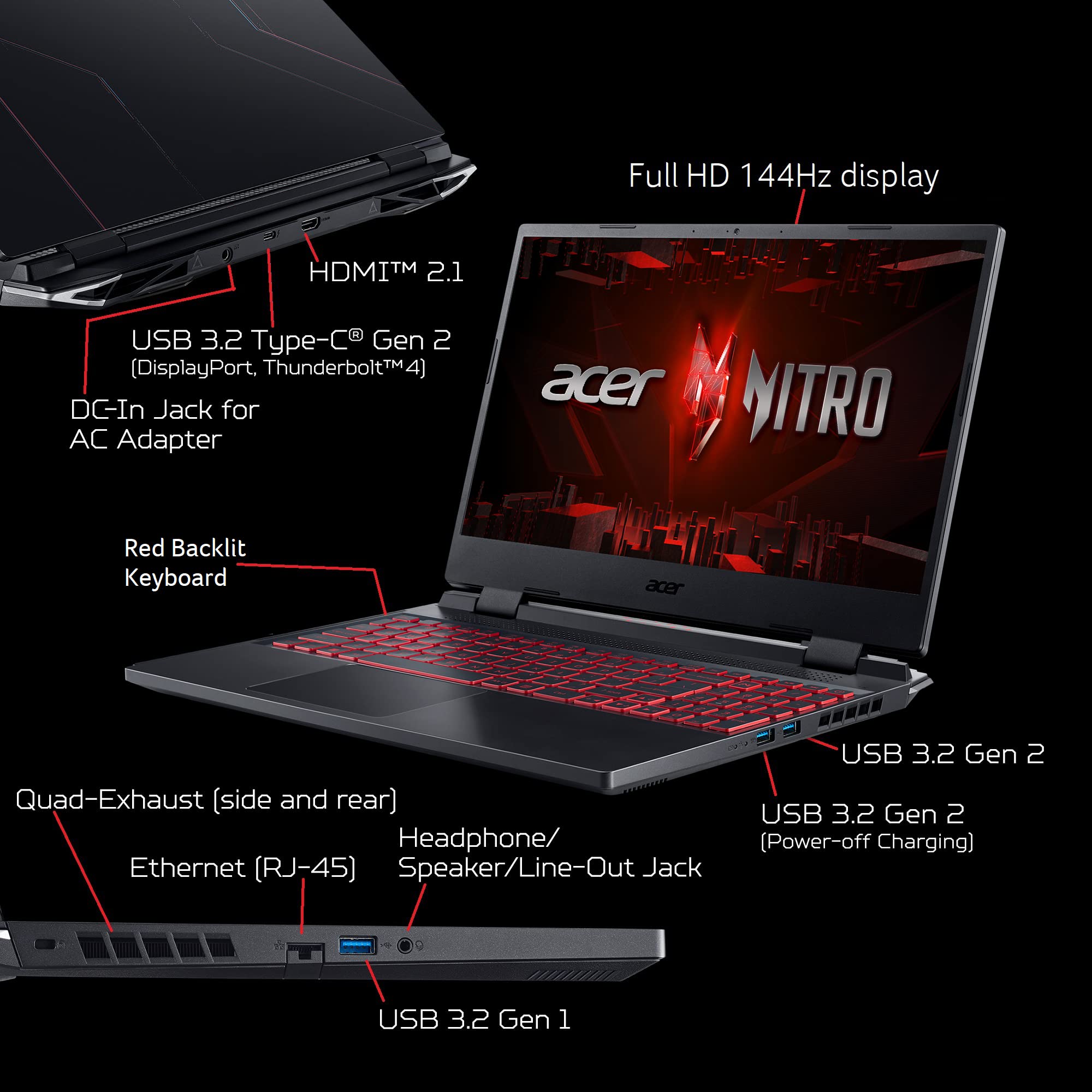 Acer Nitro 5 An515 58 57Y8 Gaming Laptop | Intel Core I5 12500H | Nvidia Geforce Rtx 3050 Ti Laptop Gpu | 15.6'' Fhd 144Hz Ips D