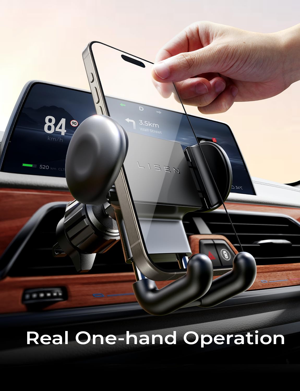 Lisen Car Vent Phone Mount, [Heavy Duty Friendly] Upgraded Car Phone Holder For Vent, Cell Phone Car Mount For Iphone Car Mount,