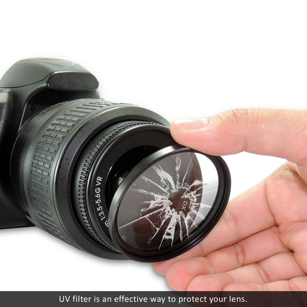 Big Mike's 58mm UV Protective Glass Filter UV52 for Canon Rebel T5 T6 T6i T7i T8i EOS 80D 90D 77D SL3 Cameras with EF-S 18-55mm IS STM Lens
