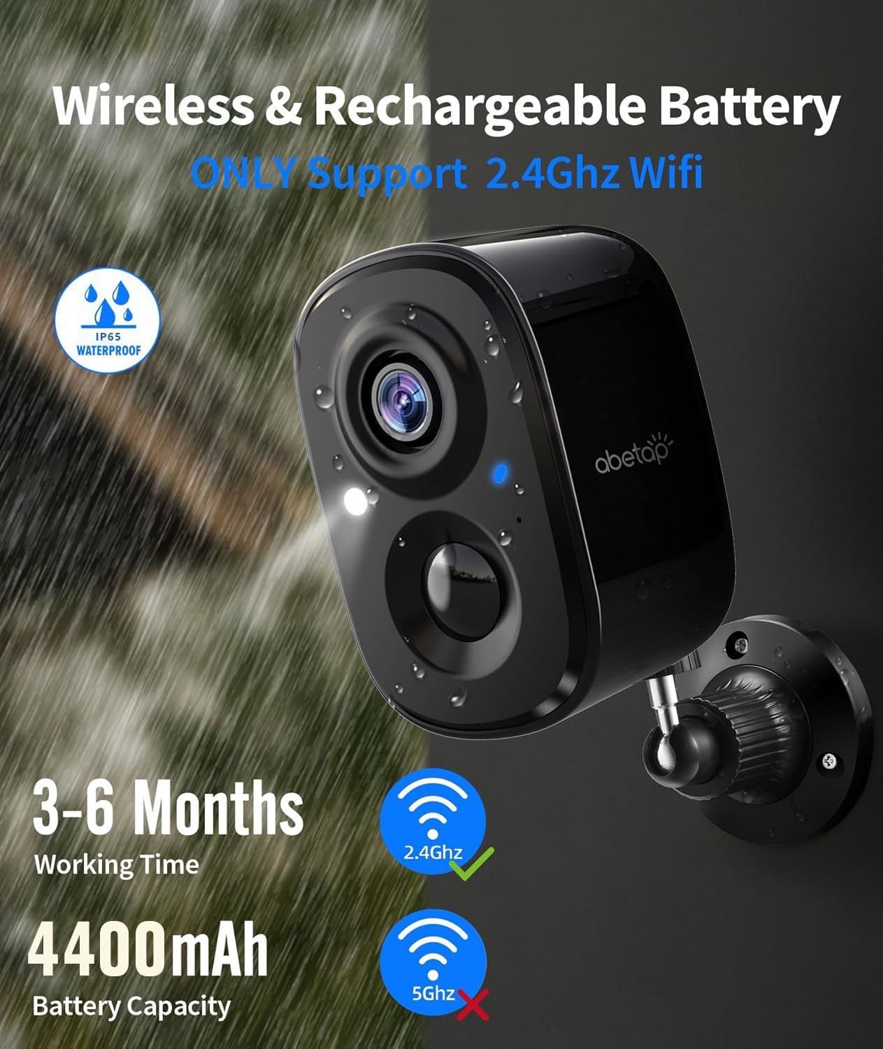 Abetap 2K Wireless Security Cameras - Outdoor Wifi Security Cameras Color Night Vision, Ai/Pir Detection, 2-Way Talk, Cloud/Sd,