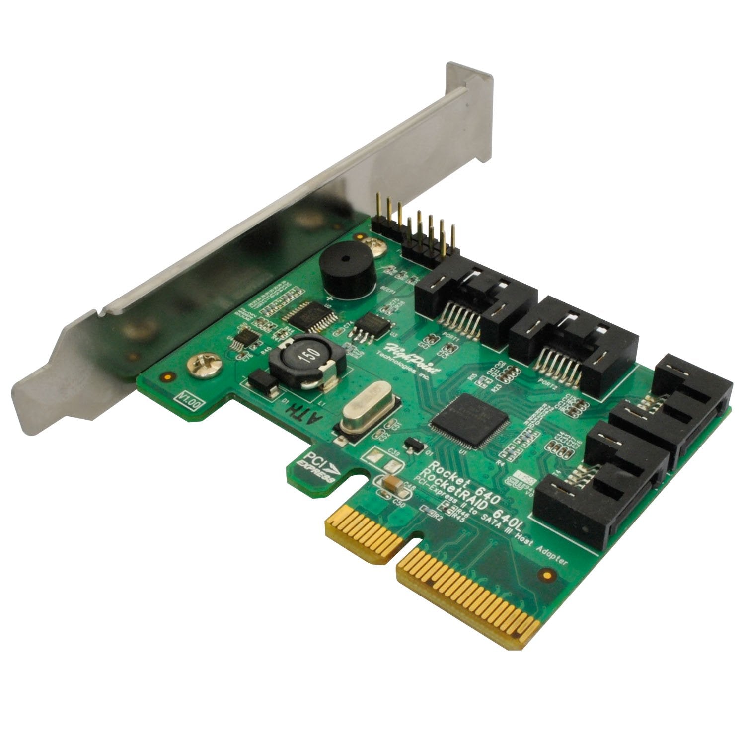 Highpoint Rocketraid 640L Internal 4 Sata Port Pci Express 2.0 X4 Sata 6Gb/S Raid Controller  Lite Version