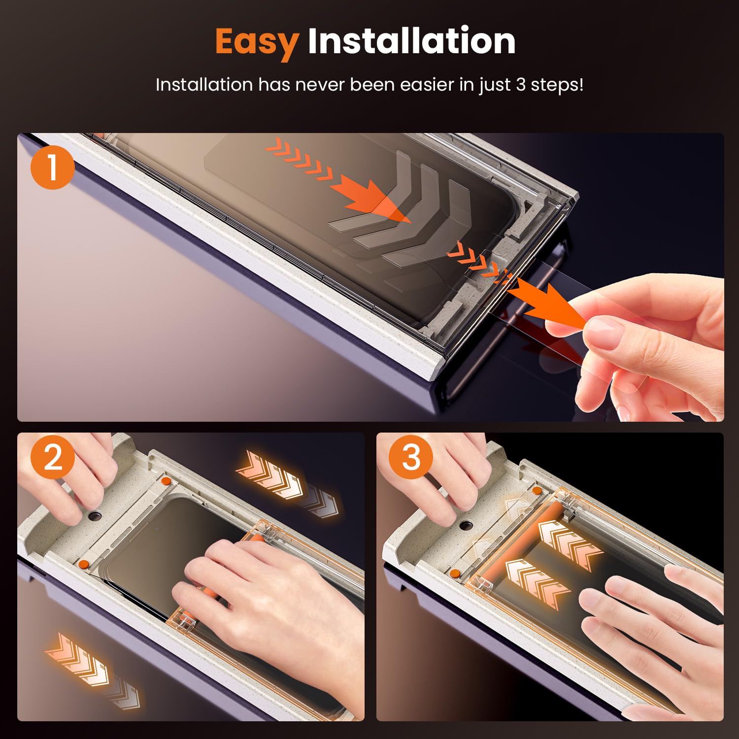 Hoerrye For Iphone 16 Pro Max Privacy Screen Protector   [Bubble Free, Auto Dust Removal ][9H+ Military Grade Shatterproof & Lon