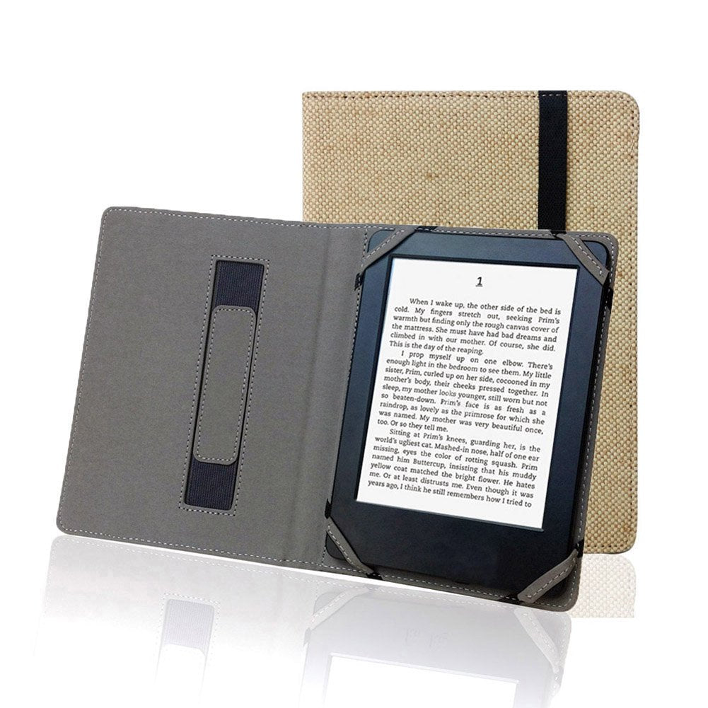 Enjoy Unique Natural Linen Case Cover For 6' Ebook Reader Universal Hemp Case Cover For Sony/Kobo/Tolino/Pocketbook 6Inch Ebook Reader (Sahara Brown)