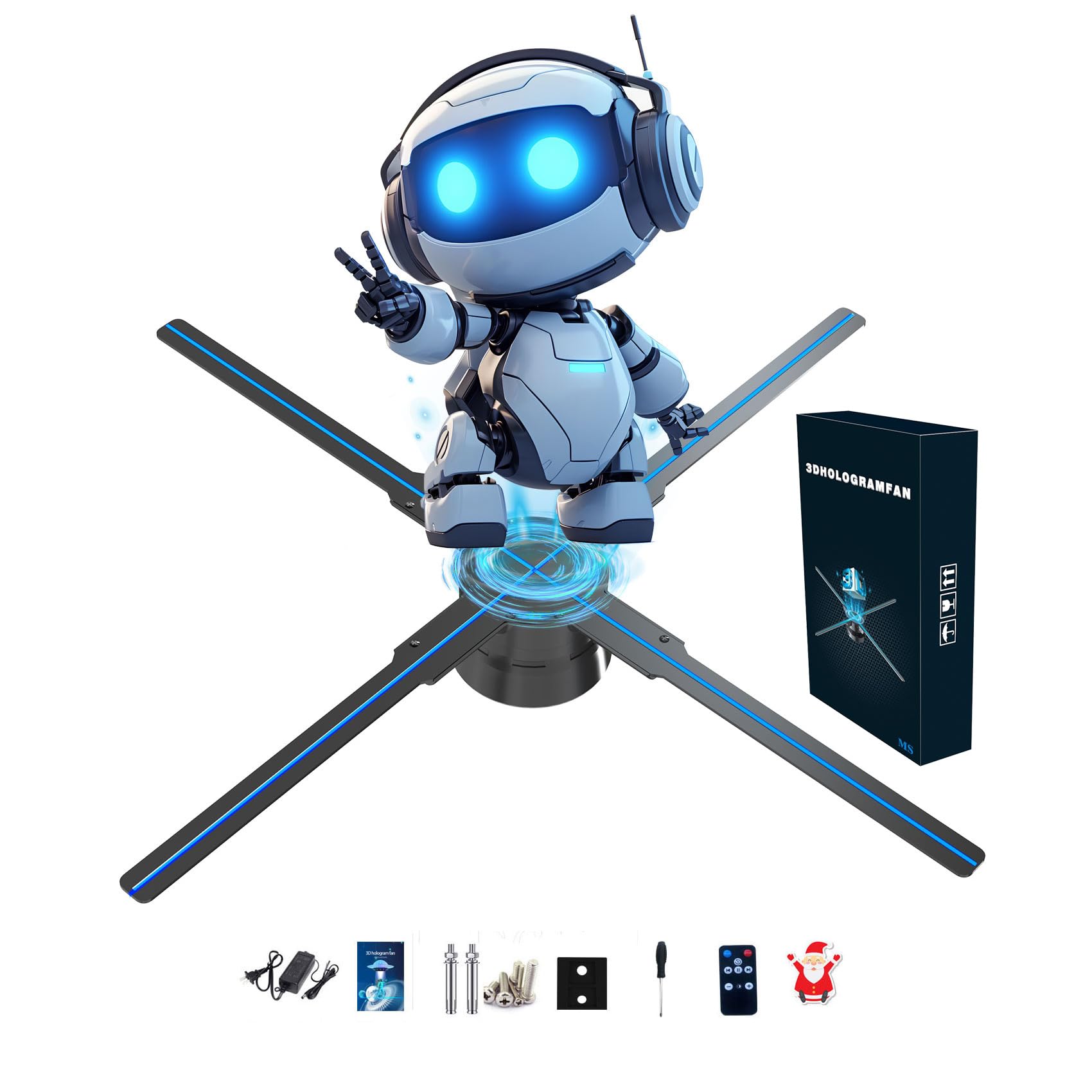 3D Hologram Fan,18.1 Inch 2000*1444Px Resolution Hologram Fan Projector Advertising Display For Christmas, Halloween,Business,Sh