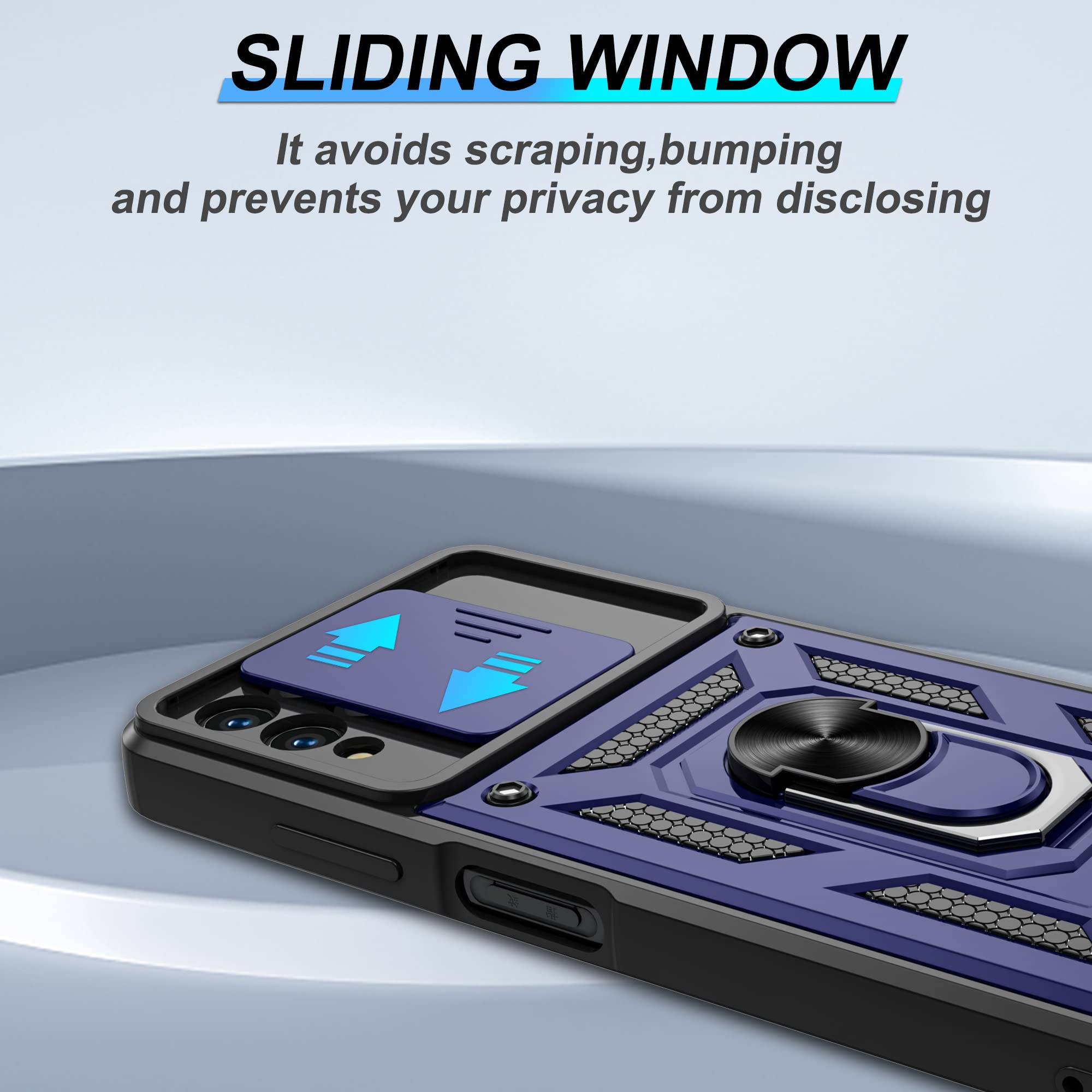 Atump For T Mobile Revvl 6 Pro 5G Case With Hd Screen Protector, 360 Rotation Ring Kickstand [Military Grade] Protective Case Fo