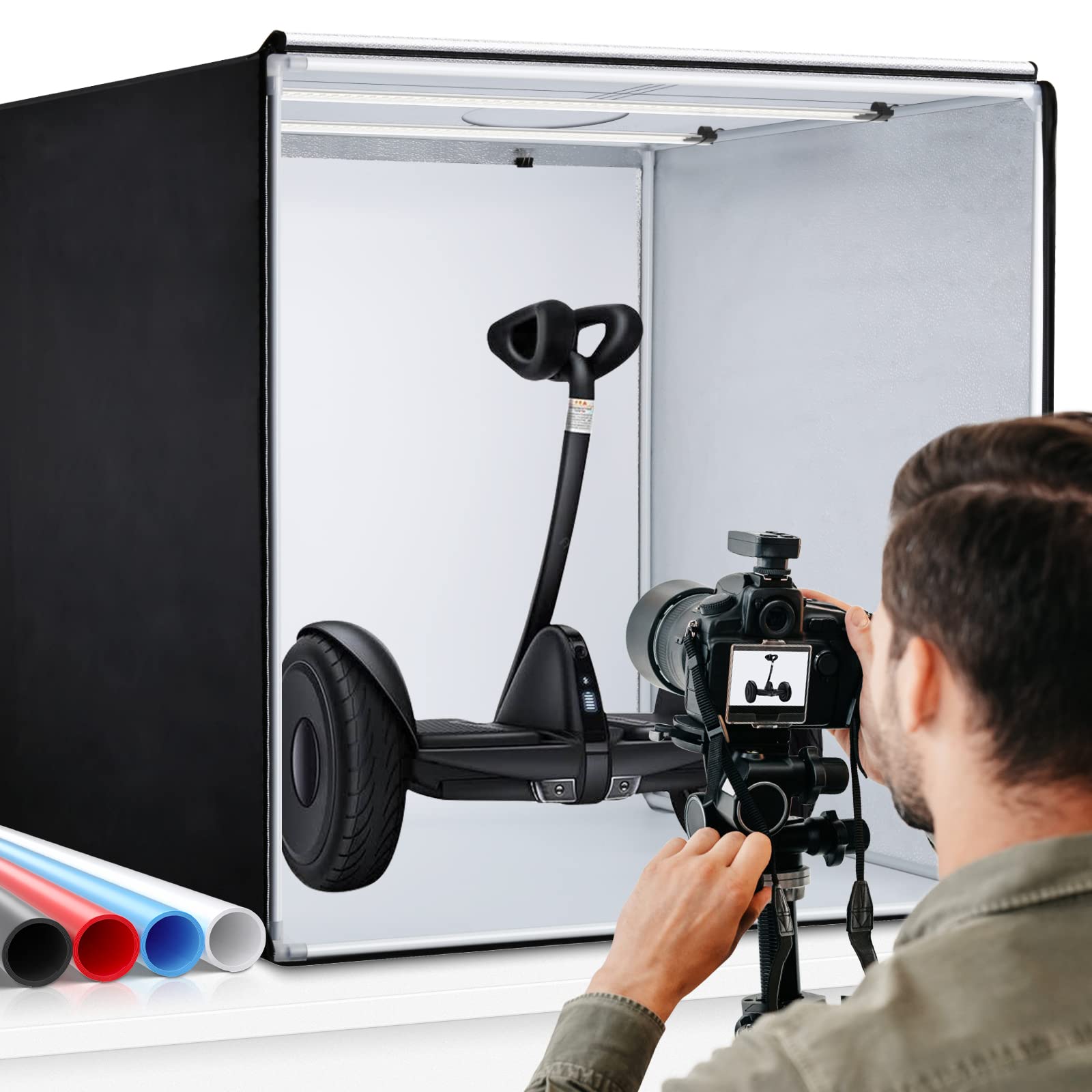 Photo Studio Box, 32X32X32 Inches Portable Foldable Photography Light Box Shooting Tent With Dimmable High Cri95+ Led Lights And