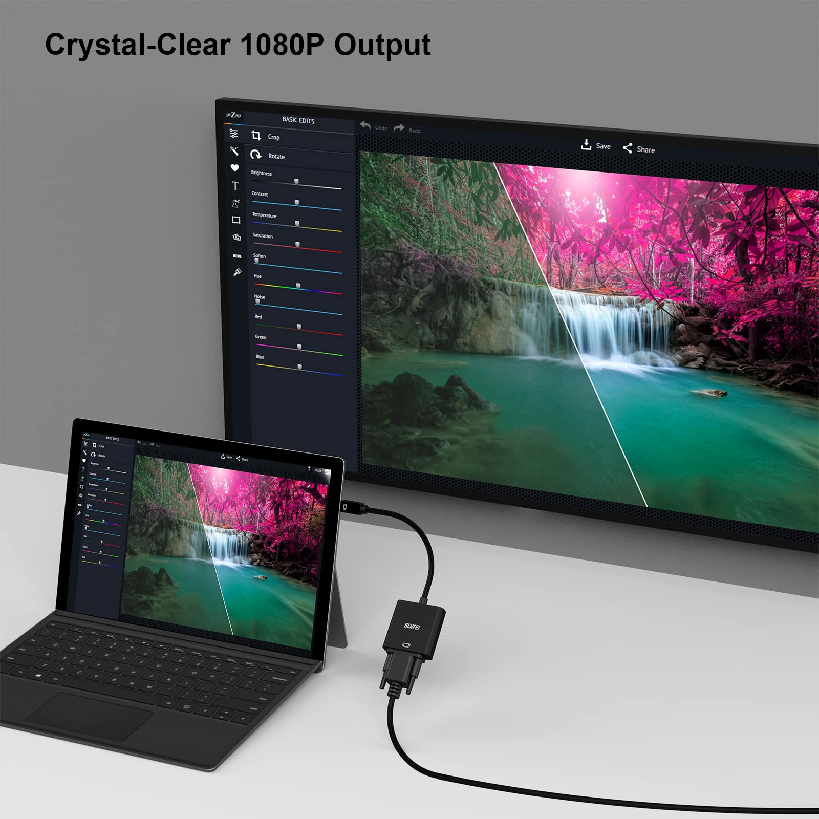 Benfei Mini Displayport To Vga Adapter, Mini Dp Display Port To Vga (Thunderbolt Compatible) Male To Female Adapter For Thinkpad