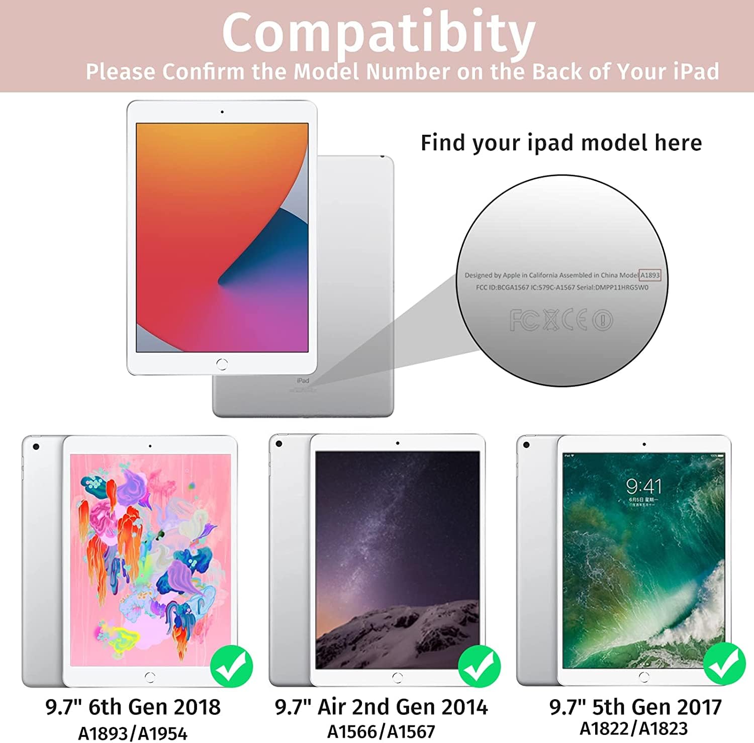 Oyeeice For Ipad 6Th Generation Case With Keyboard 9.7 Inch   Detachable Backlit Keyboard, Upgraded Magnetic Cover With Pencil H