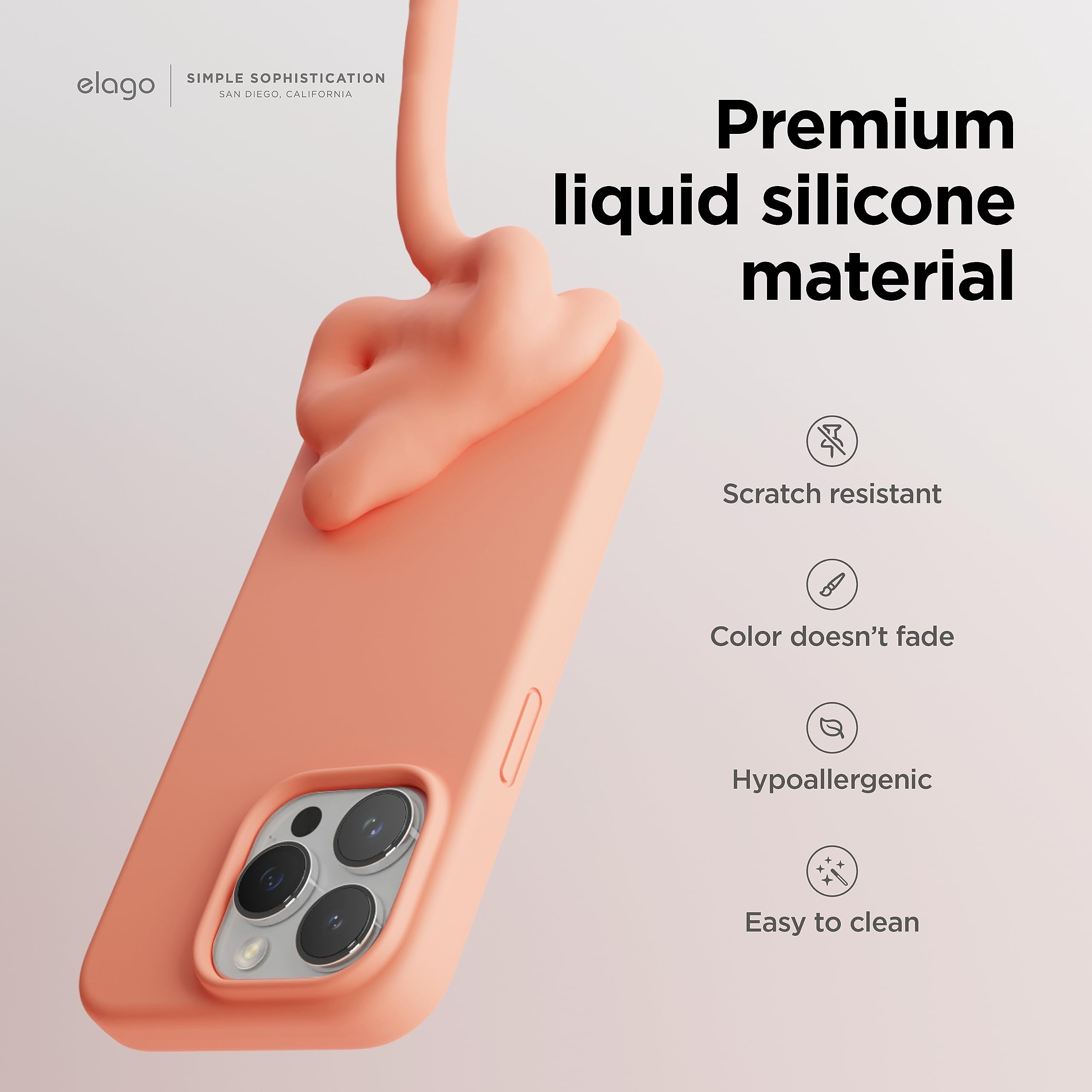 Elago Liquid Silicone Case Compatible With Iphone 15 Pro Max Premium Full Body Protection Case [4 Layer Shockproof Structure], S