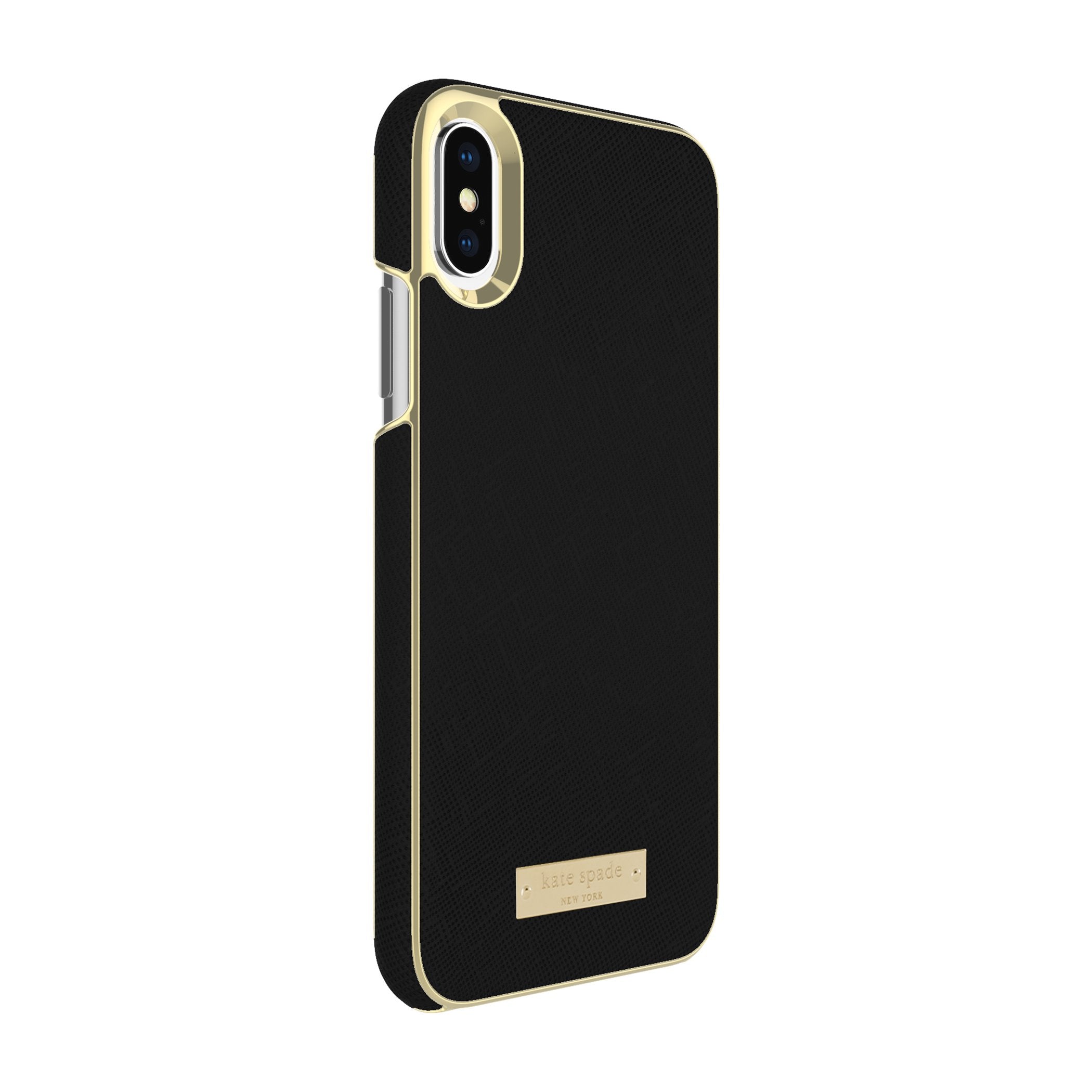 Kate Spade New York Saffiano Wrap Case For Iphone Xs/X   Black And Gold