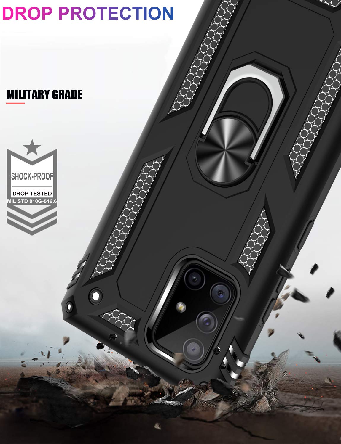 Lumarke For Galaxy A51 5G Case With Screen Protector,Pass 16Ft. Drop Tested Military Grade Protective Phone Cover With Magnetic