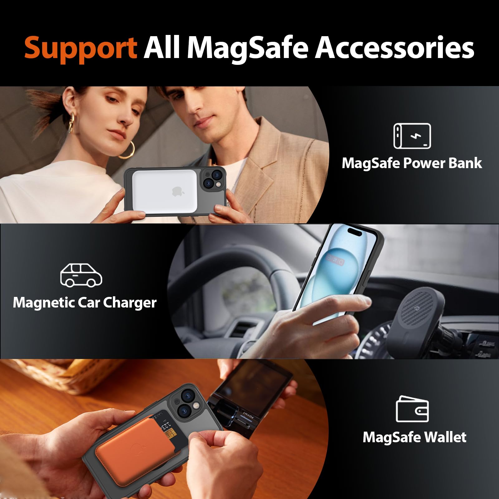 Pinlisheng Magnetic For Iphone 15 Case,Compatible With Magsafe,Military Grade Drop Tested, Shockproof Matte Translucent Hard Bac