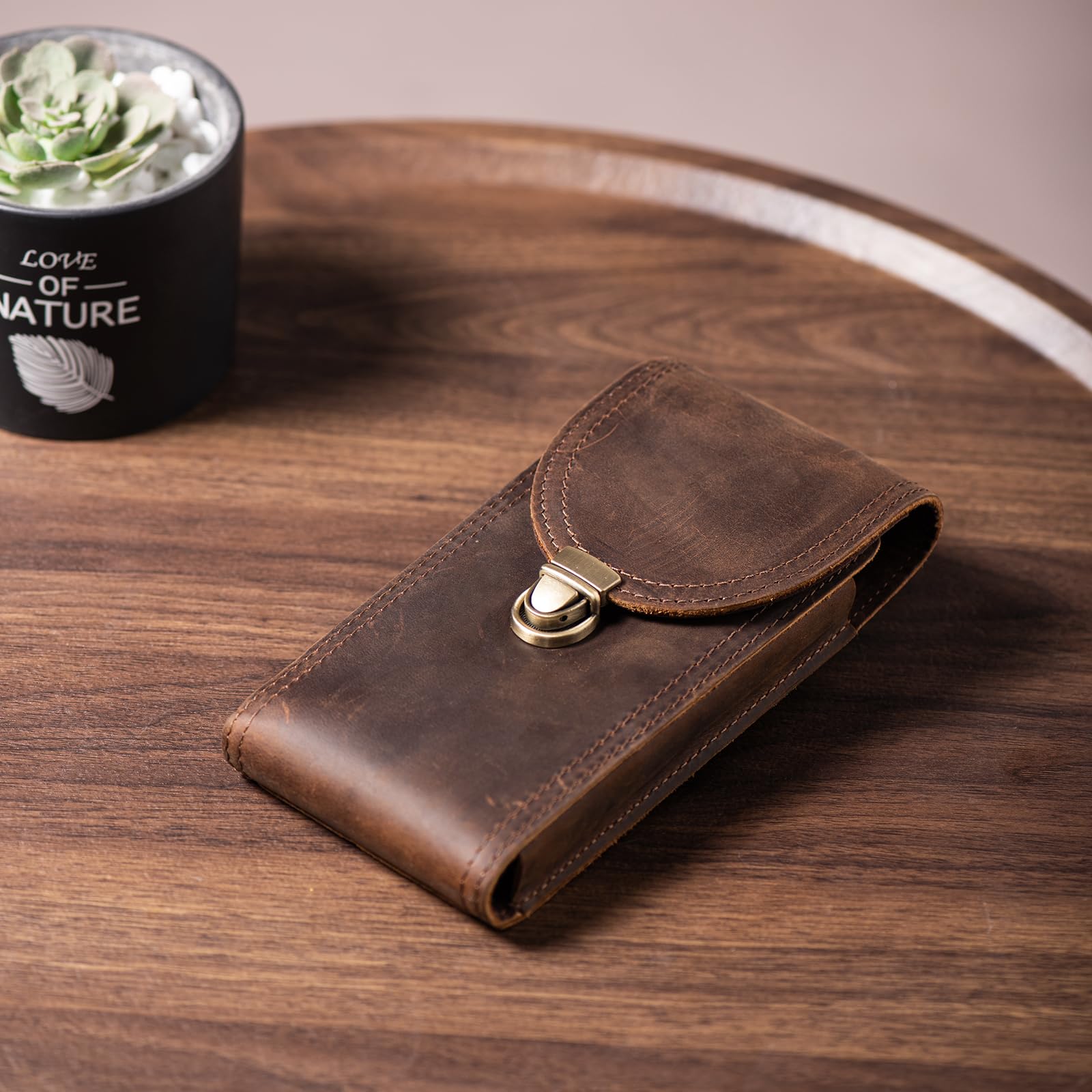 Hengwin Genuine Leather Cell Phone Holster For Belt Men, Belt Pouch Fit For Iphone 16 Pro Max 15 Plus 14 Pro Max 13 Pro Max Sams